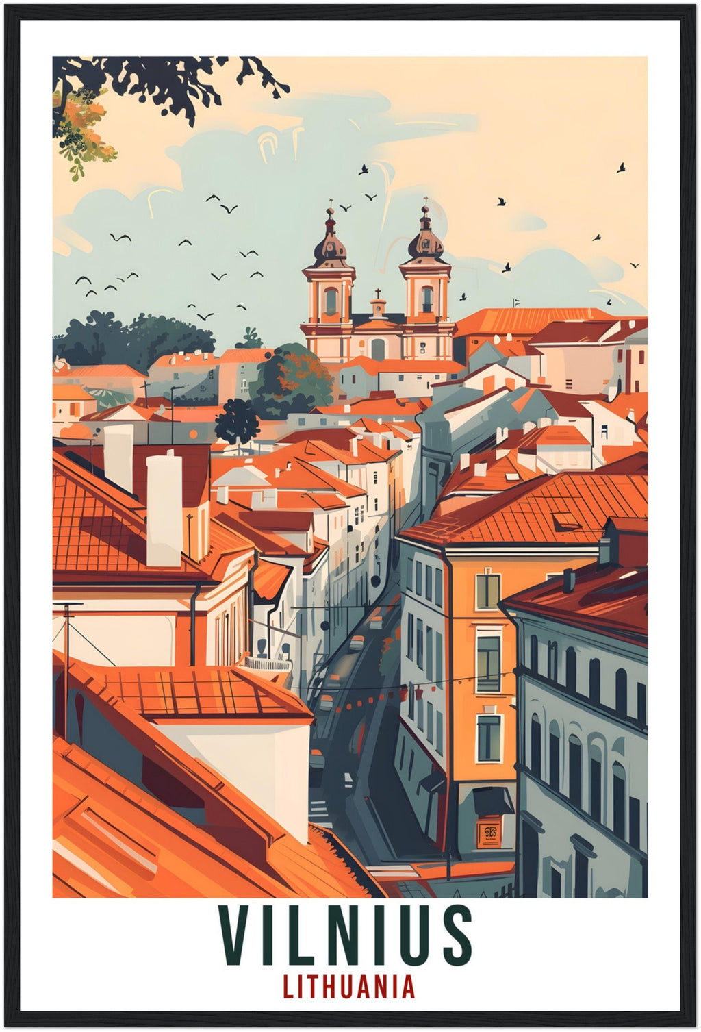 Vilnius Travel Print Lithuania Wall Art Vilnius Wall Hanging Home Décor Gift Art Lovers Lithuania Artwork Gift Print Vilnius Landmark Poster