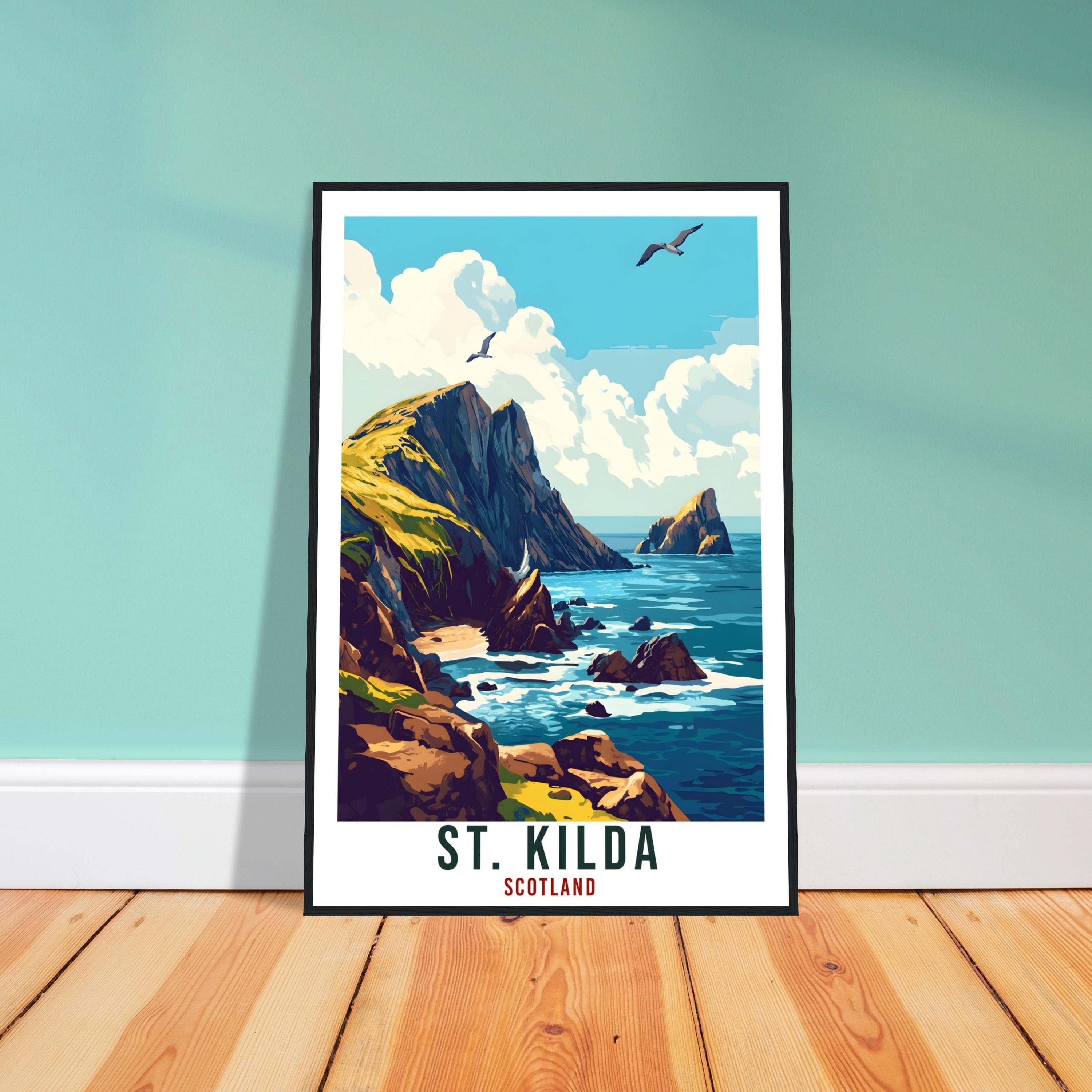 St Kilda Travel Print Scotland Home Decor St Kilda Wall Art Wall Hanging Art Lover Scotland Artwork Travel Poster St Kilda Travel Art Gift
