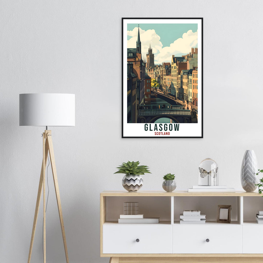 Glasgow Travel Print Scotland Home Decor Glasgow Wall Art Wall Hanging Art Lover Scotland Artwork Travel Poster Glasgow Travel Art Gift