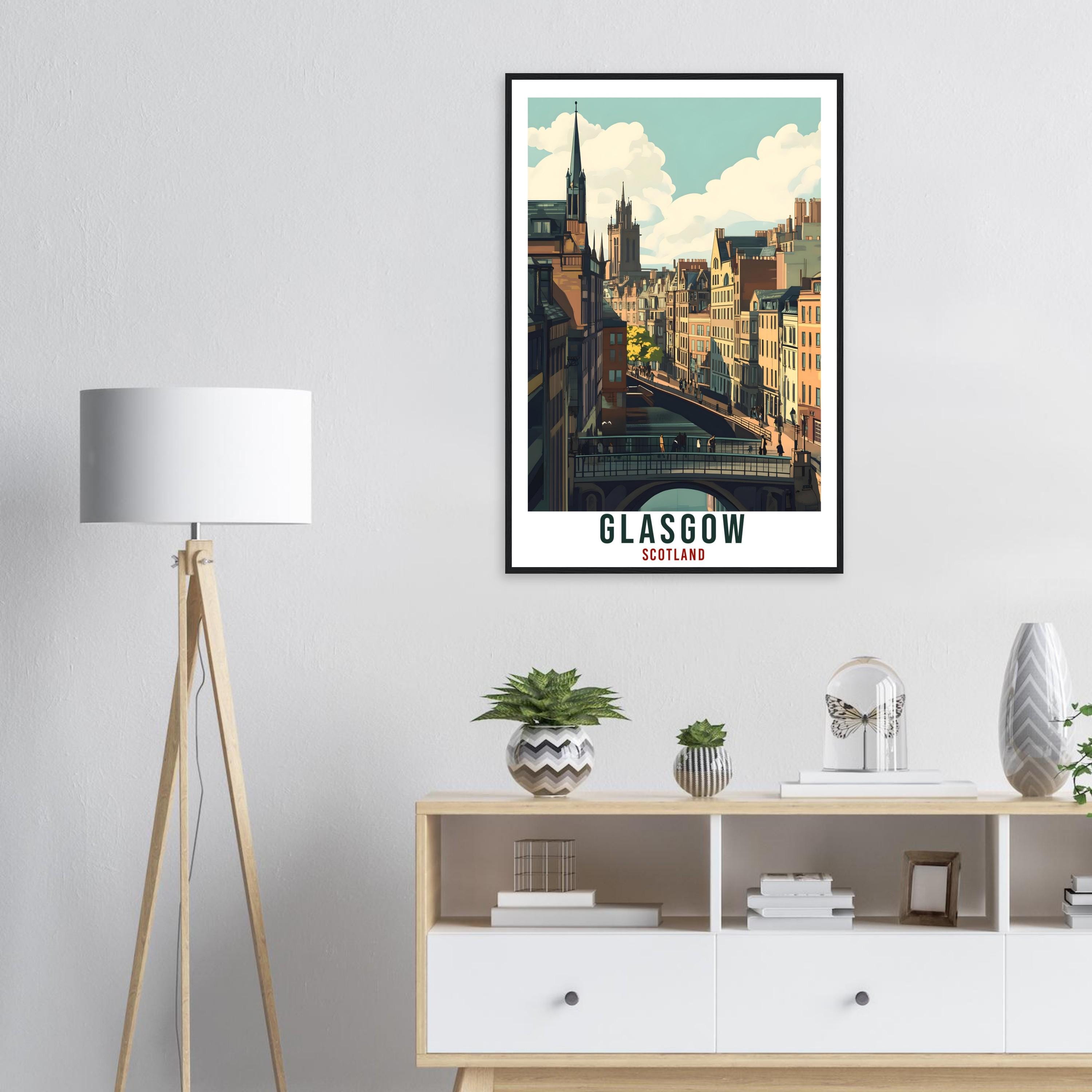 Glasgow Travel Print Scotland Home Decor Glasgow Wall Art Wall Hanging Art Lover Scotland Artwork Travel Poster Glasgow Travel Art Gift