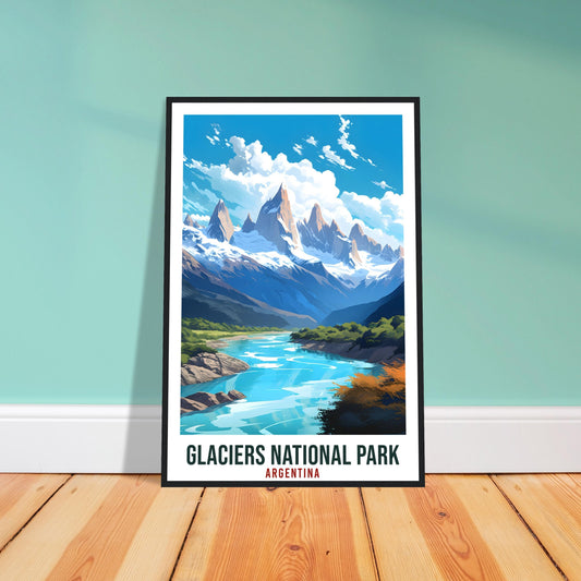 Glacier National Park Travel Print Wall Art Argentina Glacier Landscape Artwork Art Gifts Travel Poster Argentinian National Park Art
