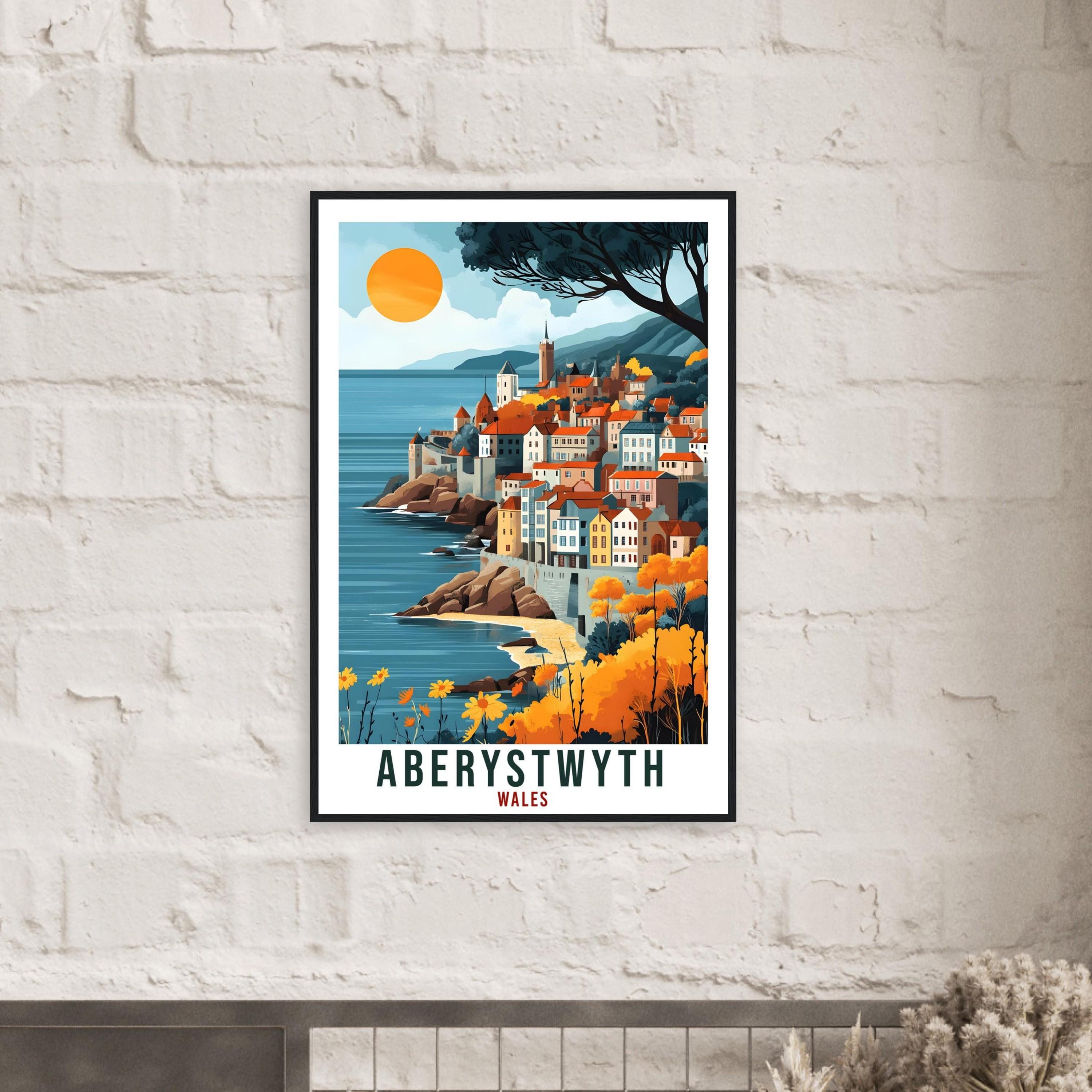 Aberystwyth Travel Print Wales Home Decor Aberystwyth Wall Art Gift Wall Hanging Art Lover Aberystwyth Wales Artwork Travel Poster UK Art