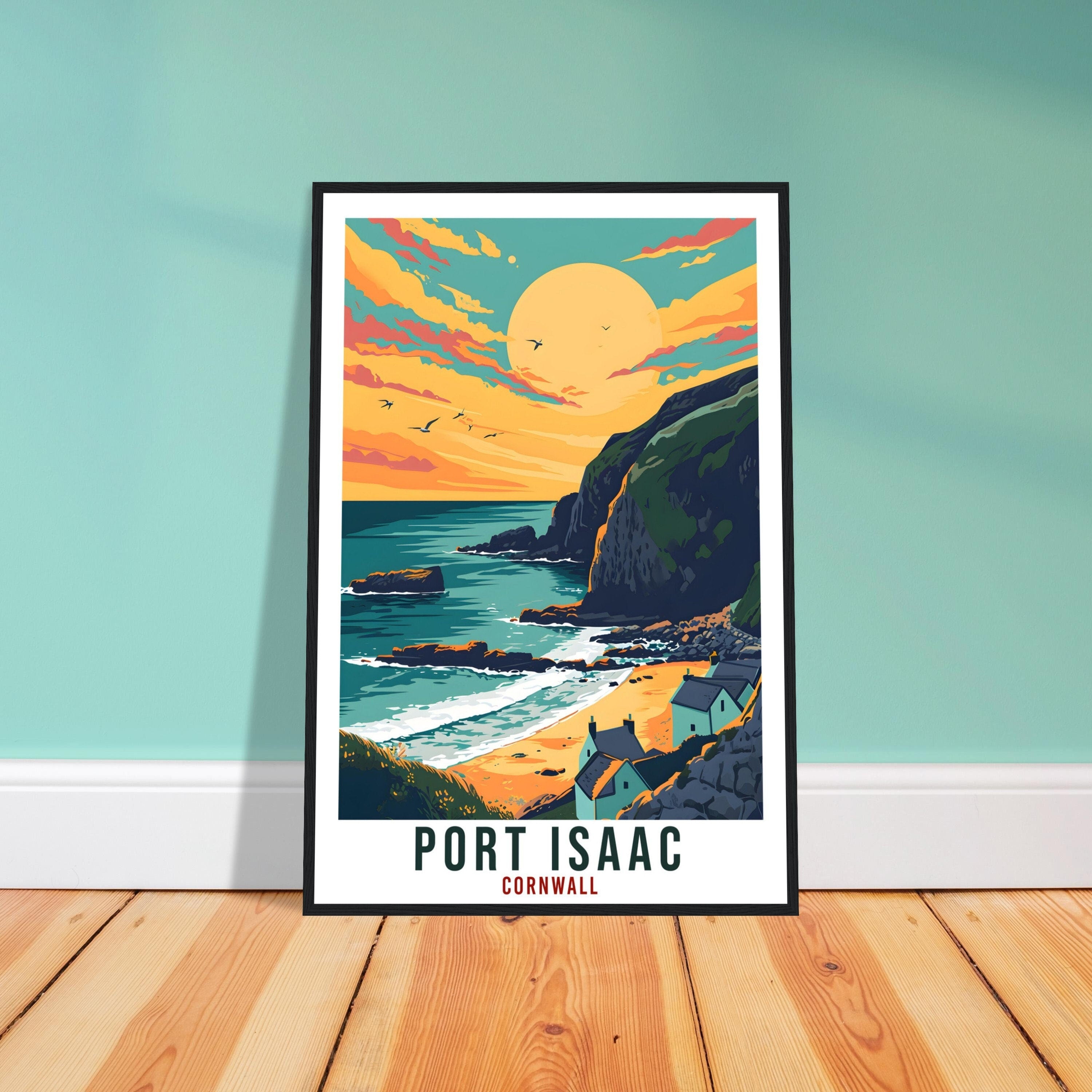 Port Issac Travel Print Cornwall Wall Art Home Decor Wall Hanging Travel Art Gift Port Issac Travel Poster England Landscape Artwork Gift