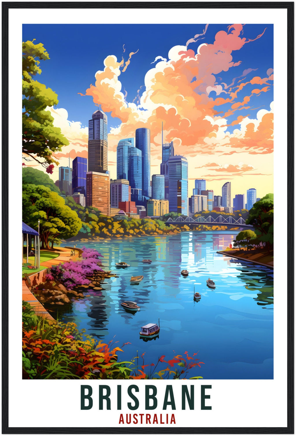 Brisbane Travel Poster Wall Art Brisbane Australia Home Décor Artwork Brisbane Art Gifts Brisbane Travel Print Australian Art Lovers Gift