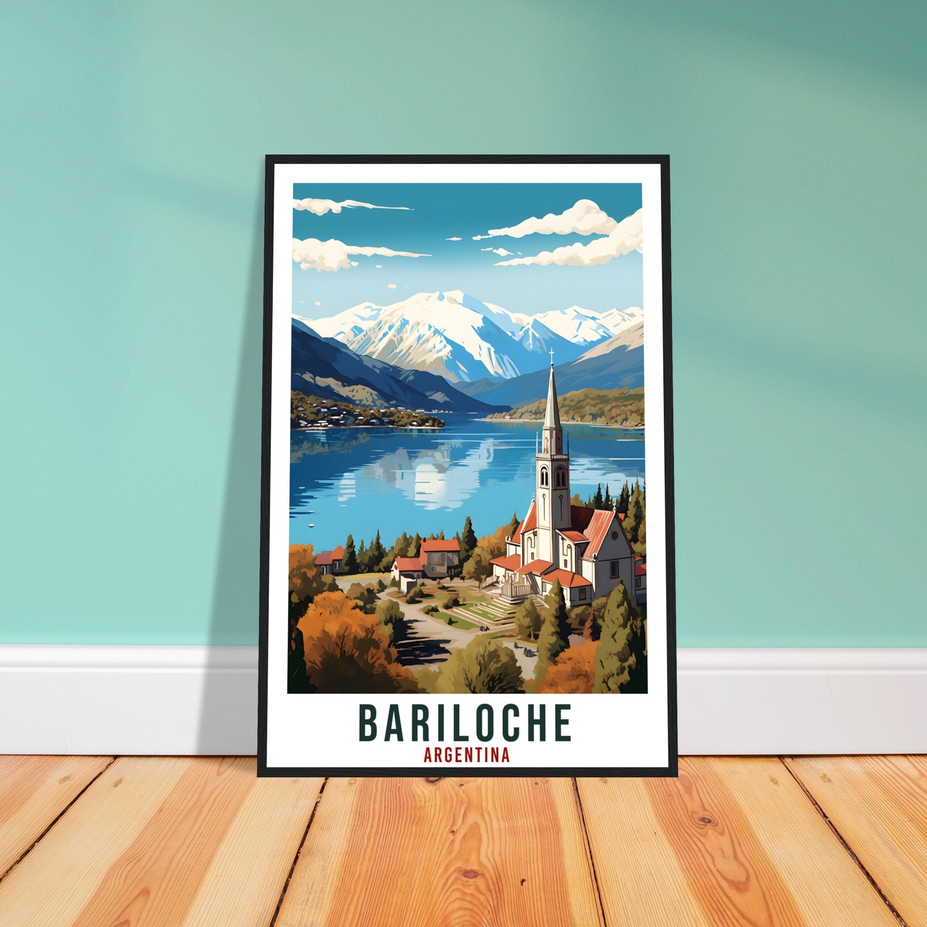 Bariloche Travel Poster Wall Art Bariloche Argentina City Landscape Artwork Bariloche Art Gifts Bariloche Travel Print Argentinian Art Lover