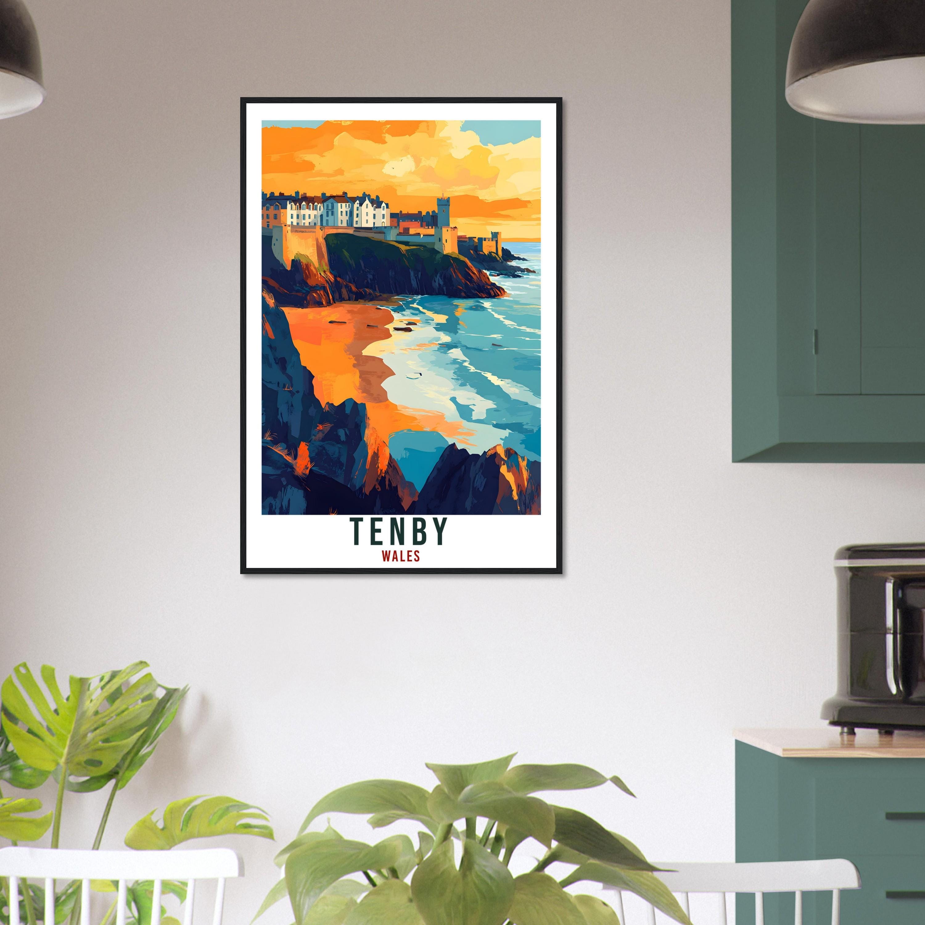 Tenby Travel Print Wales Home Decor Tenby Wall Art Wall Hanging Art Lover Wales Artwork Travel Poster Wales Tenby Travel Artwork Gift