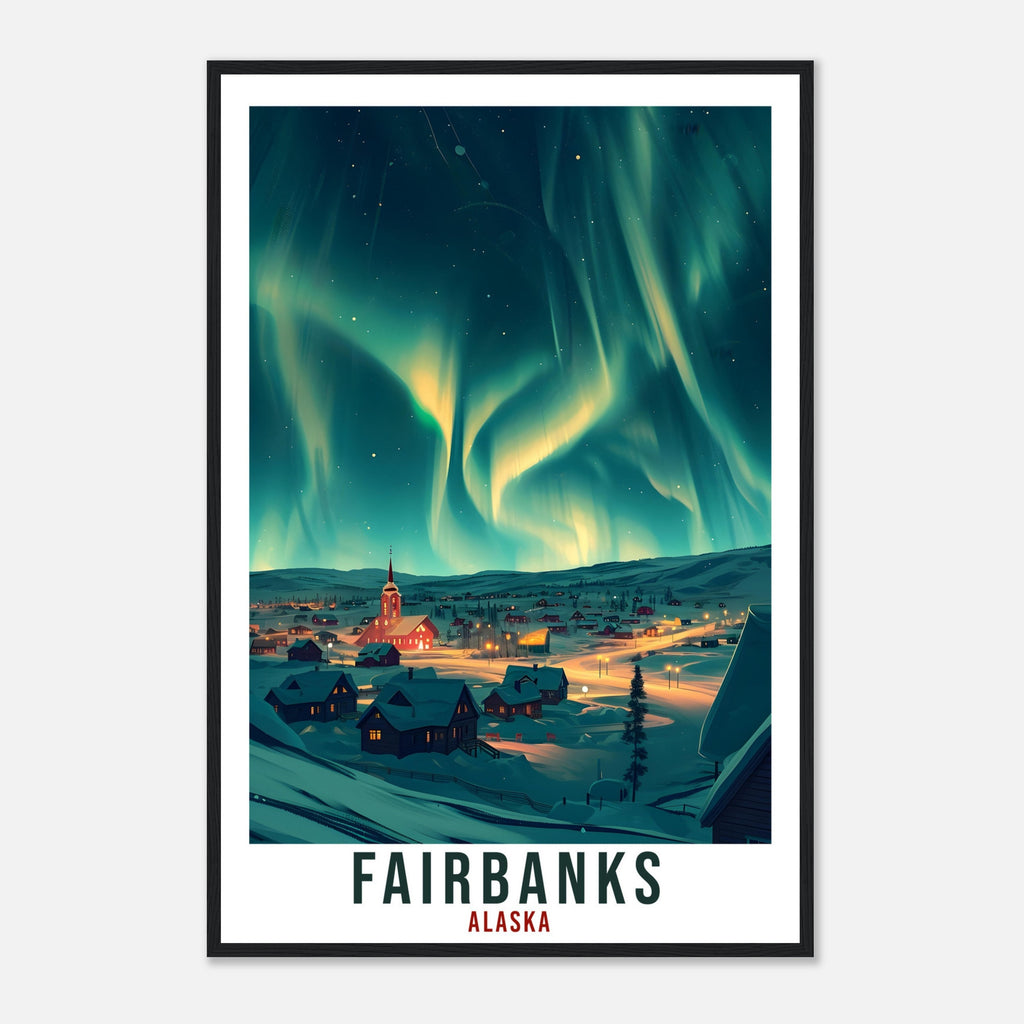Fairbanks Travel Print Alaska Northern Lights Wall Art Wall Hanging Travel Gift Fairbanks Travel Poster Alaska Landscape Artwork Art Lover