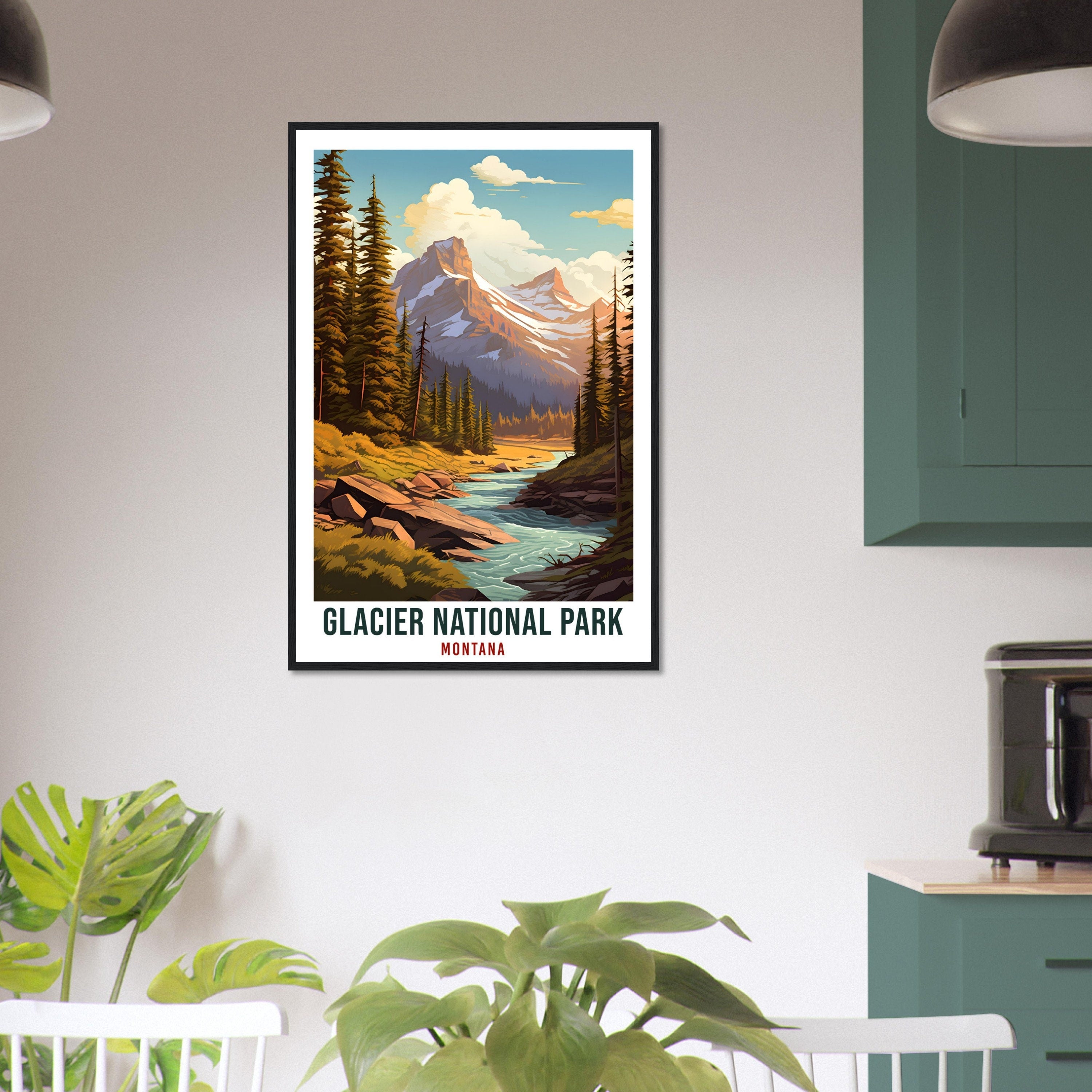 Glacier National Park Travel Print Montana Home Decor Wall Art Wall Hanging Travel Art Gift Glacier National Park Travel Poster Montana