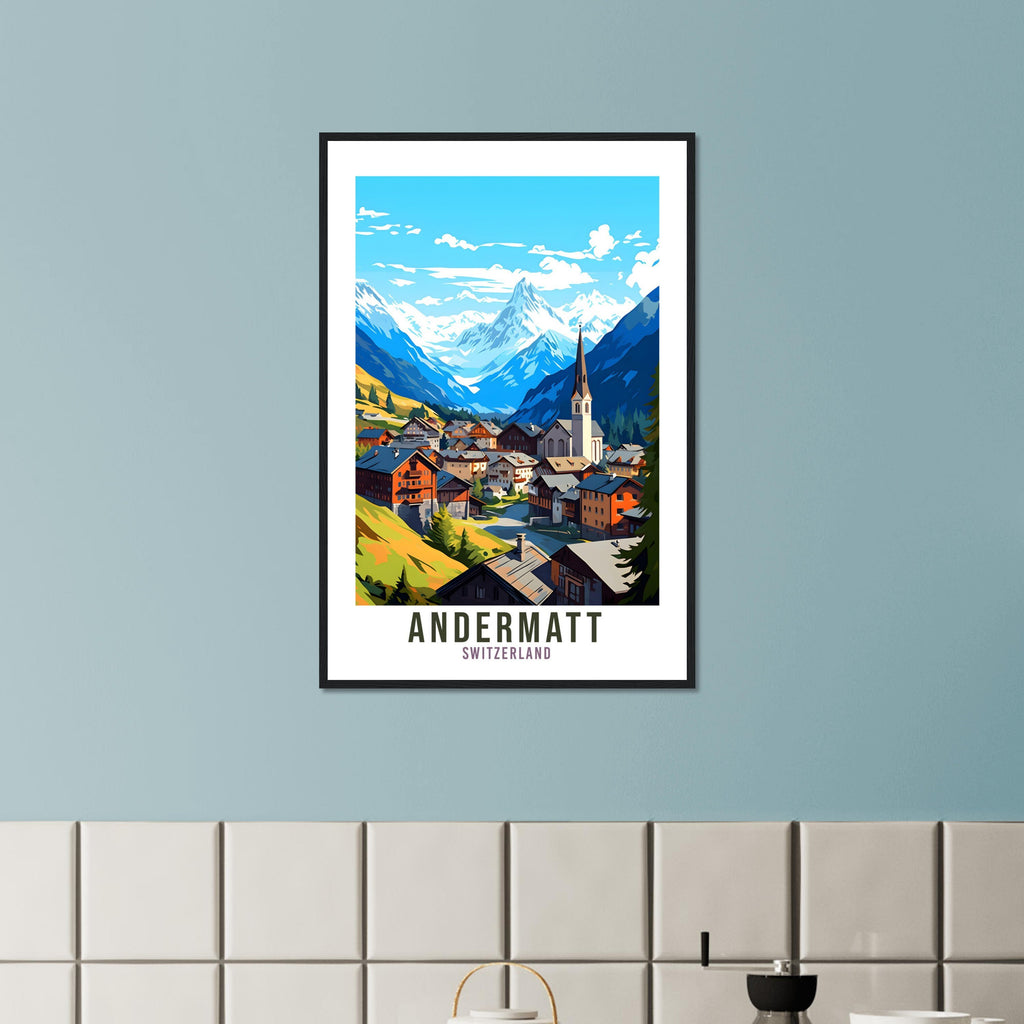 Andermatt Travel Print Wall Art Andermatt Skiing Switzerland Gift Holiday Andermatt Art Print Andermatt Travel Poster Swiss Landscape