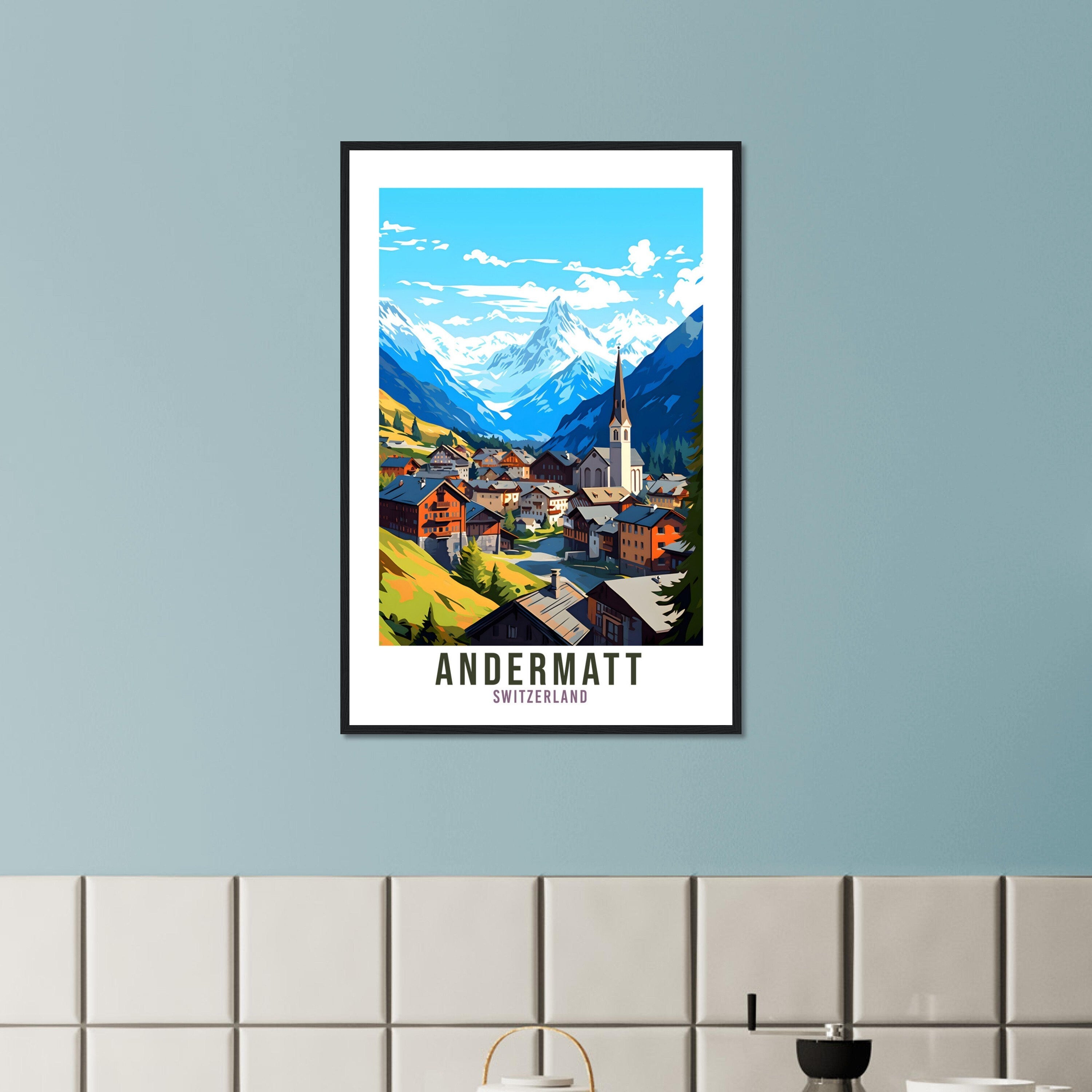 Andermatt Travel Print Wall Art Andermatt Skiing Switzerland Gift Holiday Andermatt Art Print Andermatt Travel Poster Swiss Landscape