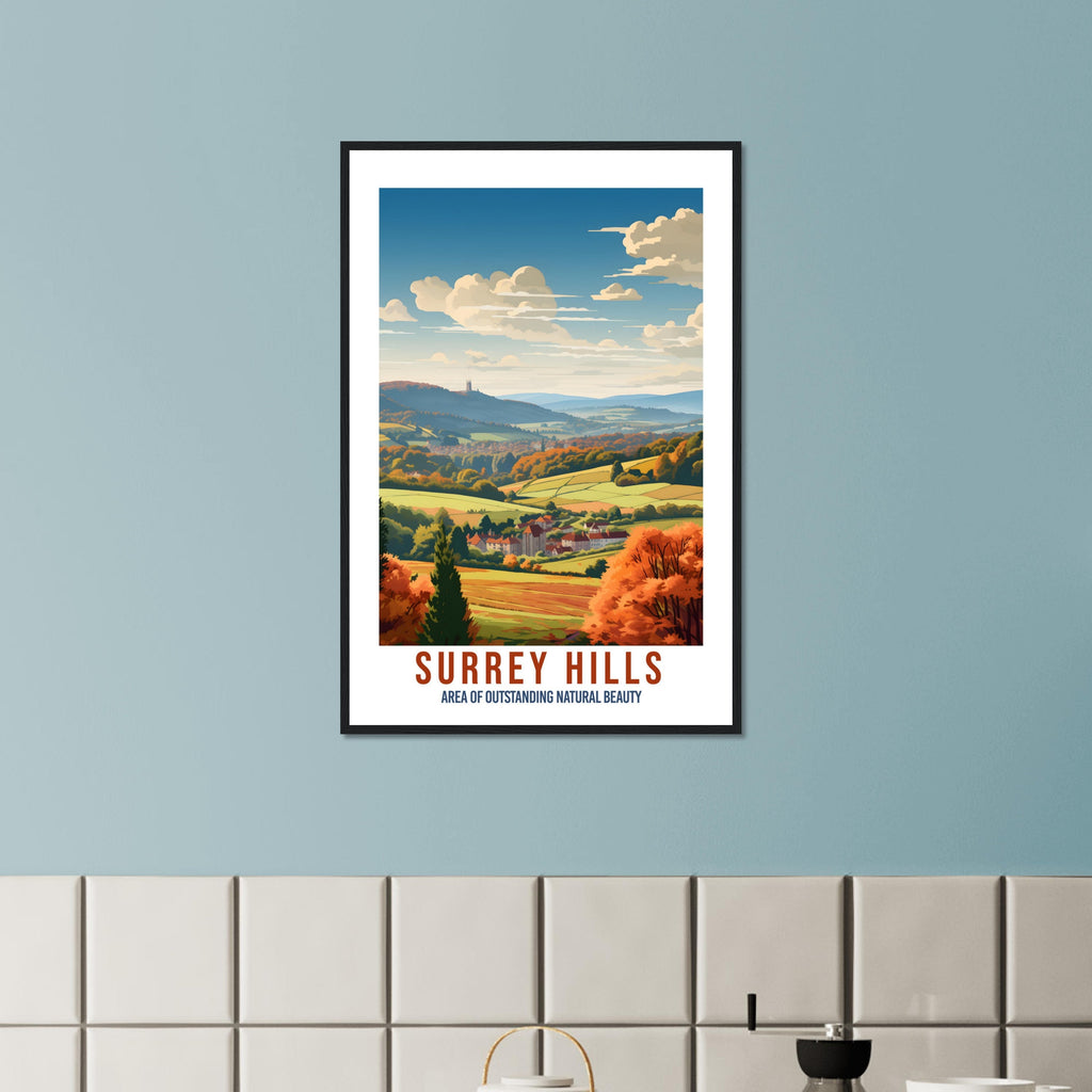 Surrey Hills Travel Poster Surrey Hills Home Decoration Mountain Landscape England Nature Wall Hanging Surrey Hills Artwork Travel Print