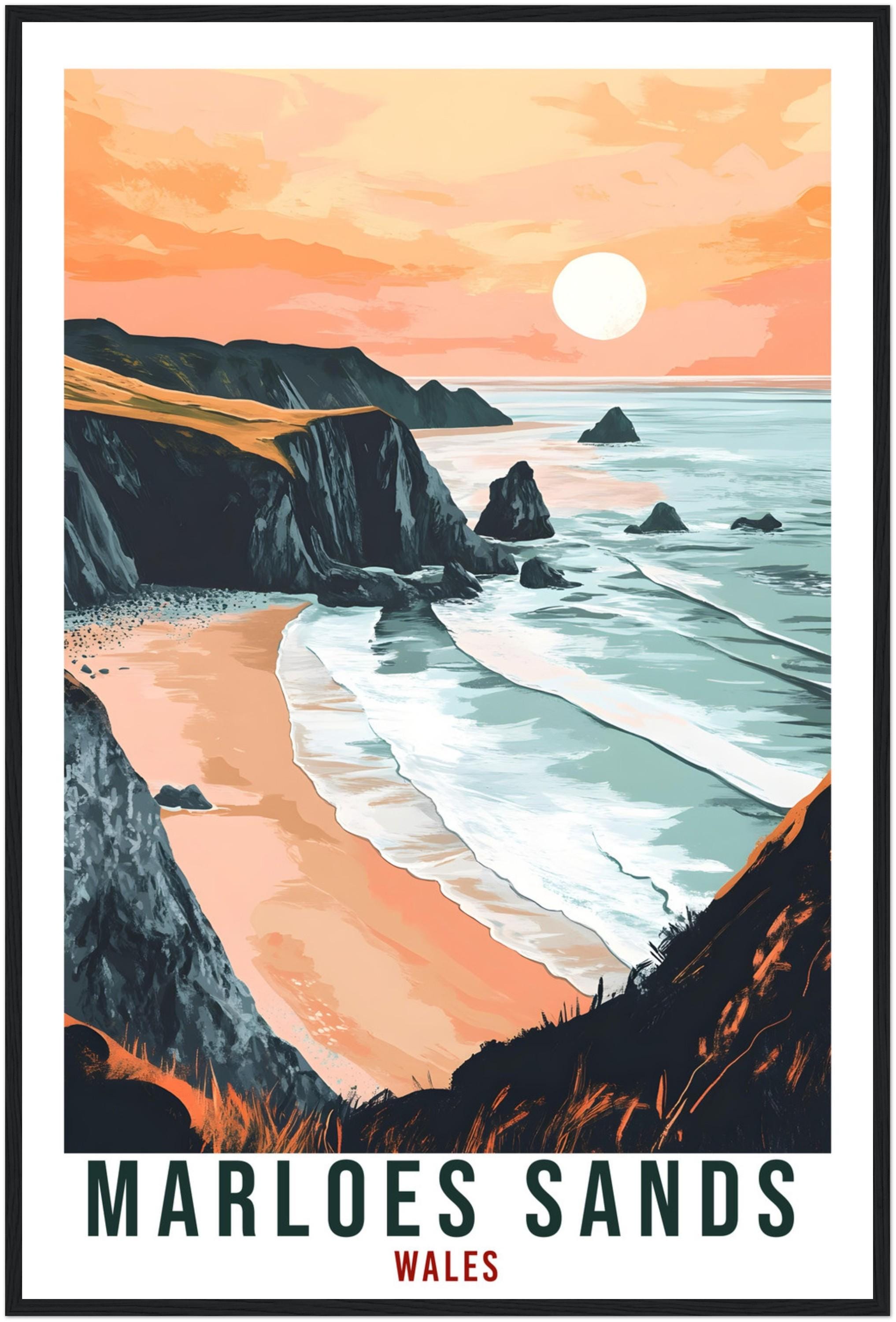 Marloes Sands Travel Print Wales Home Decor Marloes Sands Wall Art Wall Hanging Art Lover Wales Artwork Travel Poster Marloes Sands Art Gift