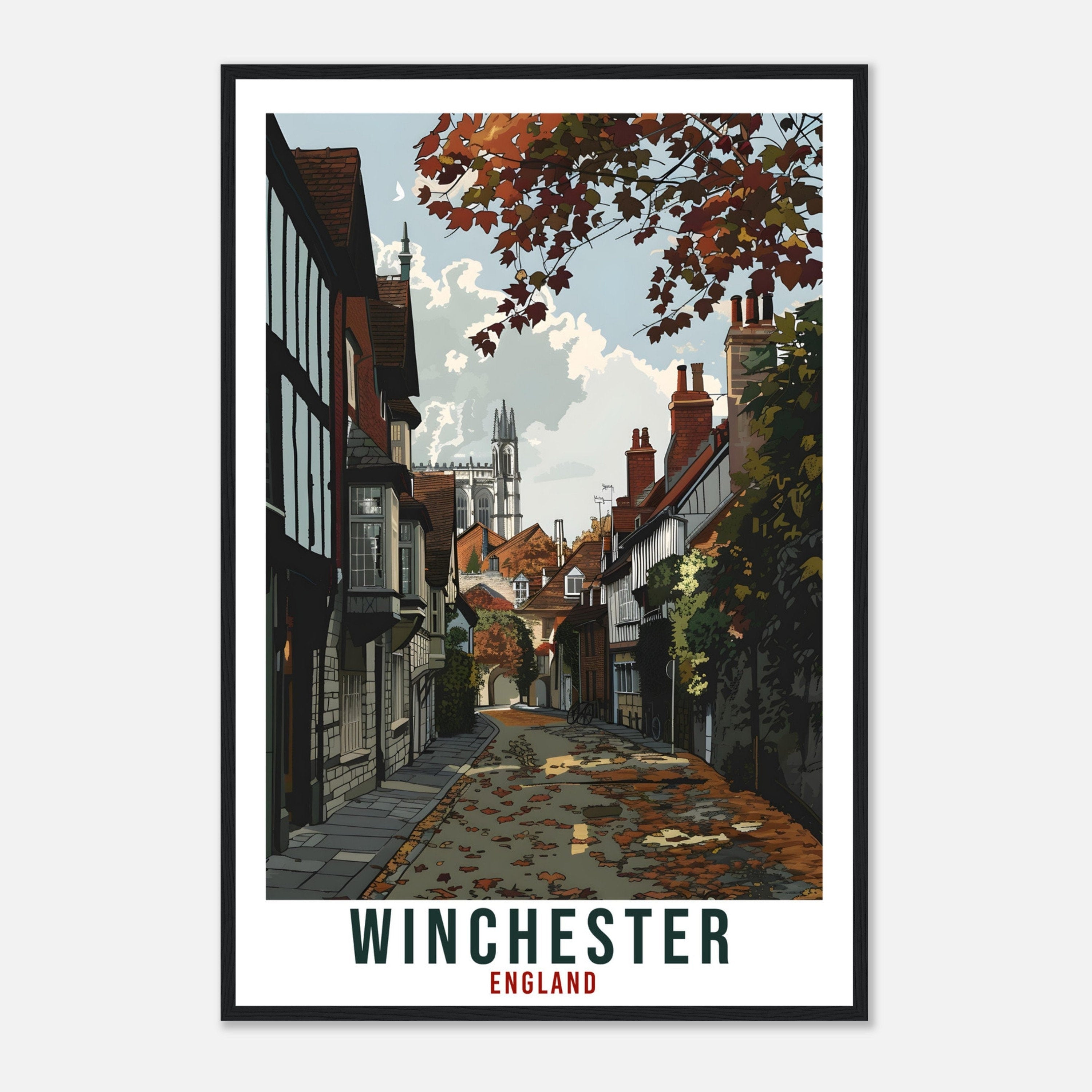 Winchester Travel Print Wall Art Wall Hanging Home Living Décor Winchester Gift Art Lovers Gift UK Artwork Gift Print England Travel Poster