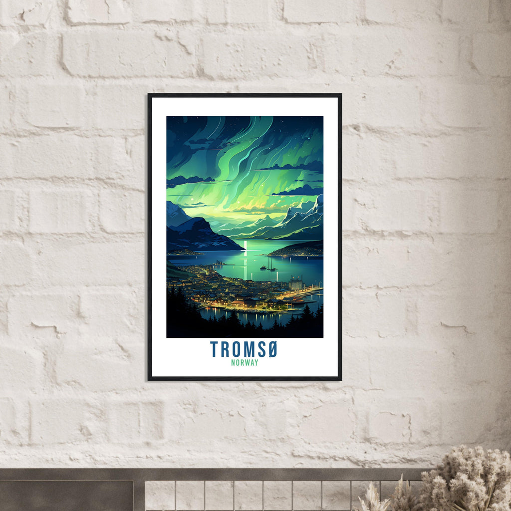Tromsø Norway Northern Lights Travel Print Tromsø Wall Hanging Norway Aurora Borealis Arctic Tromsø Travel Poster Northern Norway Wall Art
