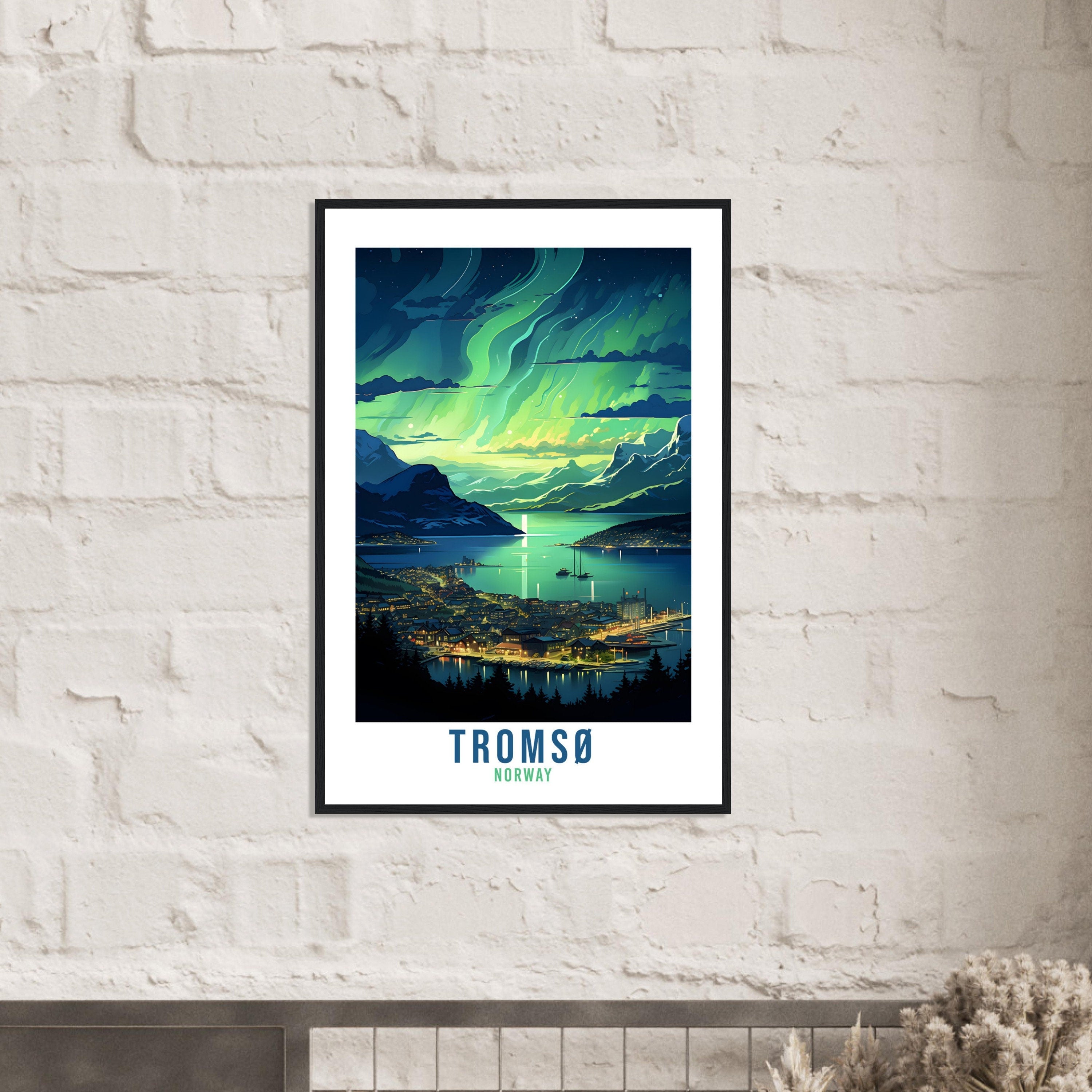 Tromsø Norway Northern Lights Travel Print Tromsø Wall Hanging Norway Aurora Borealis Arctic Tromsø Travel Poster Northern Norway Wall Art