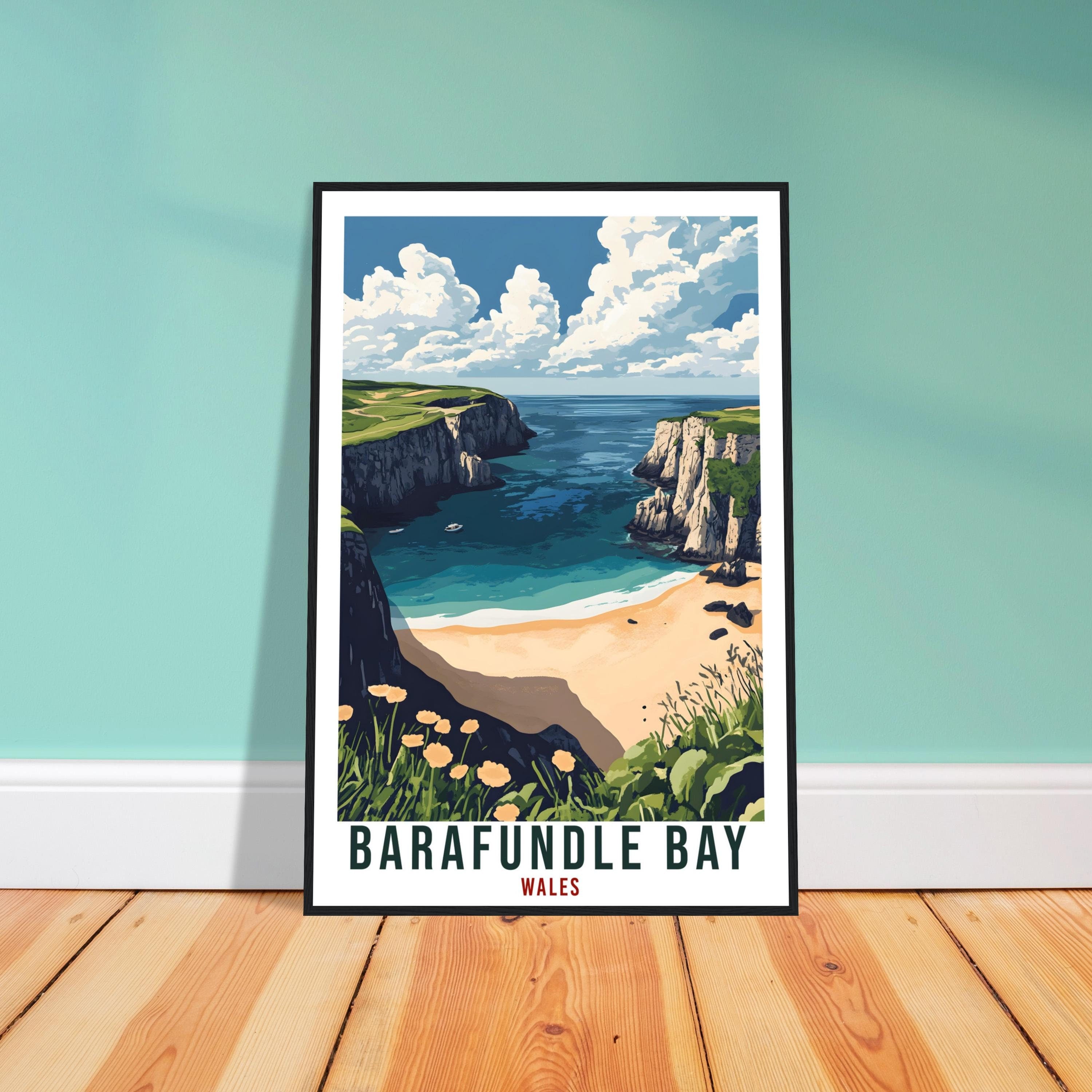 Barafundle Bay Travel Print Wales Home Decor Barafundle Bay Wall Art Wall Hanging Art Lover Wales Artwork Travel Poster Barafundle Bay Art