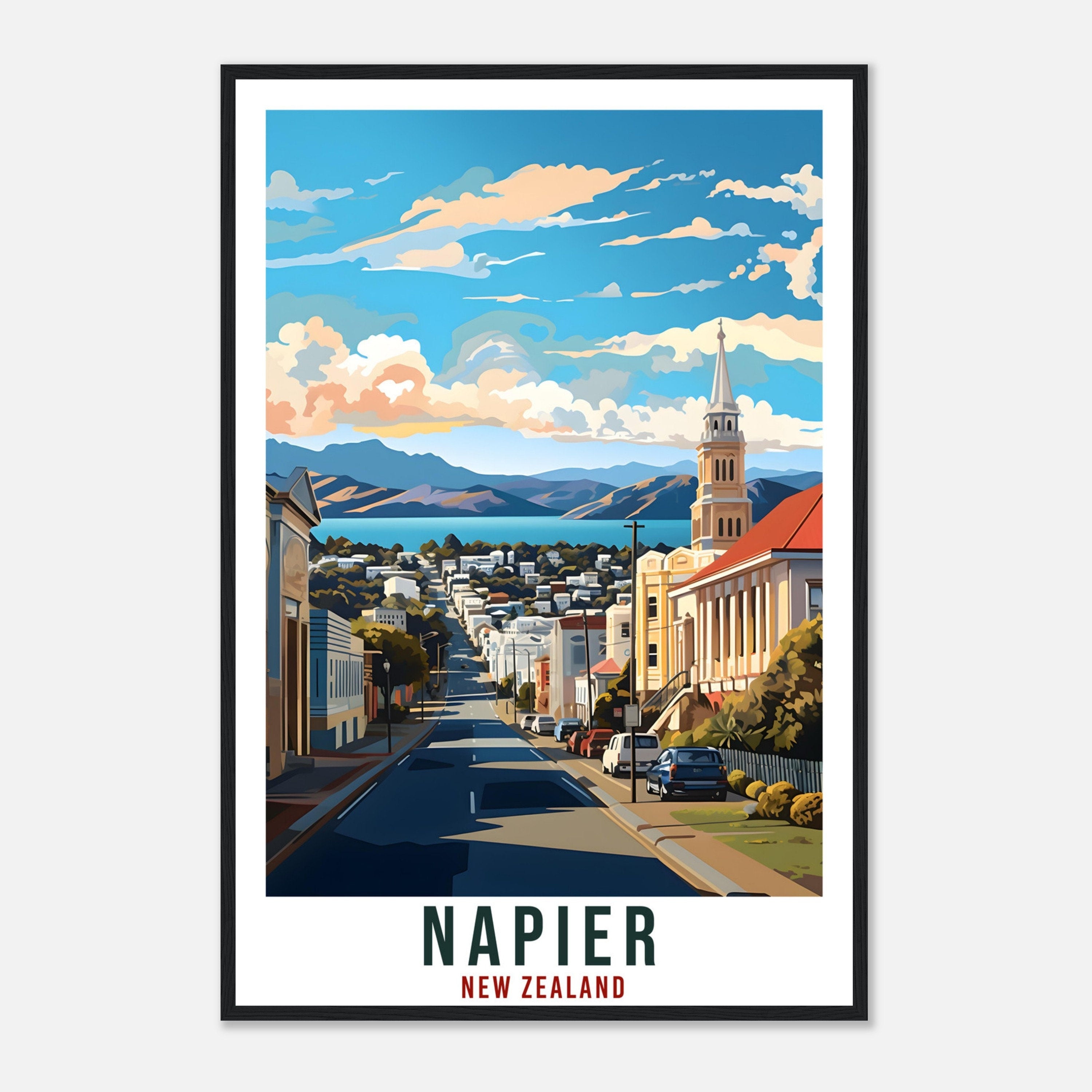 Napier Travel Print Wall Art Napier New Zealand Home Decor Artwork Napier Art Gifts Napier Travel Poster New Zealand Art Lovers Gift