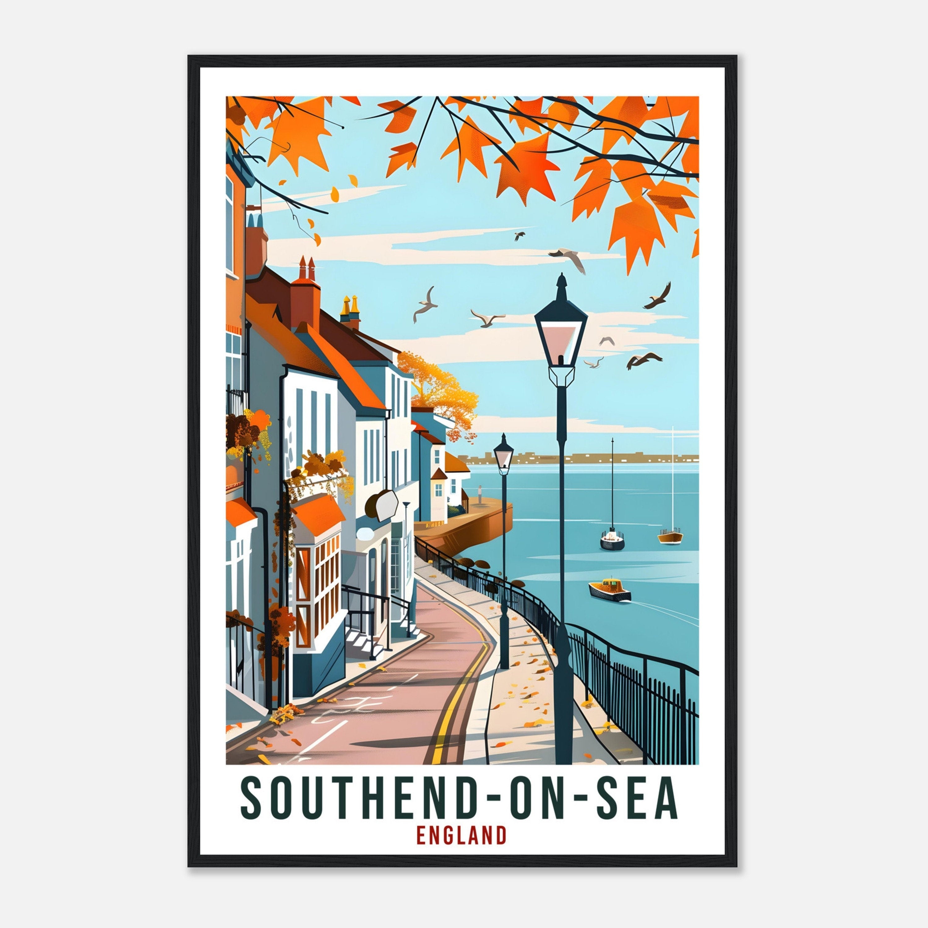 Southend-On-Sea Travel Print Wall Art Wall Hanging Home Living Décor Southend Gift Art Lovers UK Artwork Gift Print England Travel Poster