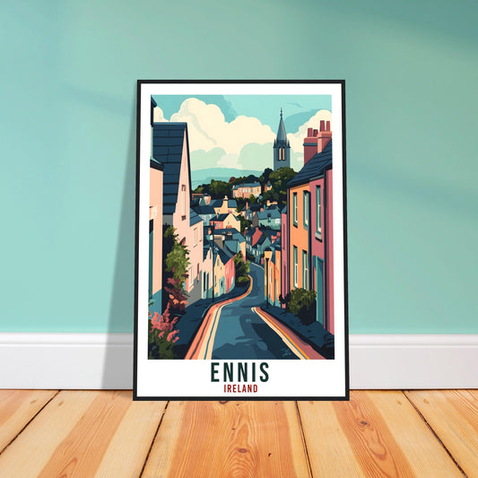 Ennis Travel Print Ireland Home Decor Ennis Wall Art Wall Hanging Art Lover Irish Artwork Travel Poster Ennis Town Ireland Travel Art