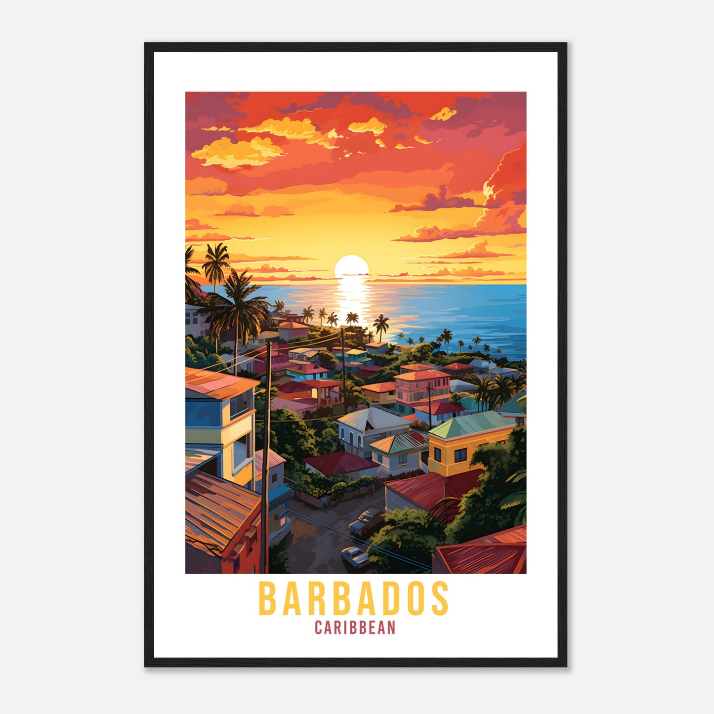 Barbados Travel Print Wall Art Barbados Sunset Wall Hanging Home Décor Caribbean Gift Art Lovers Bridgetown Travel Poster Barbados Print