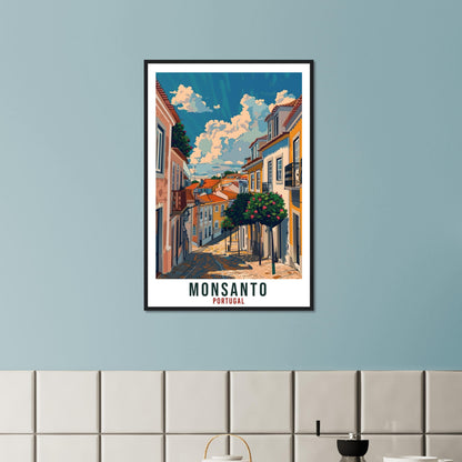 Monsanto Travel Print Portugal Wall Art Wall Hanging Home Décor Monsanto Gift Portugal Landmark Artwork Gift Portugal Holiday Travel Poster