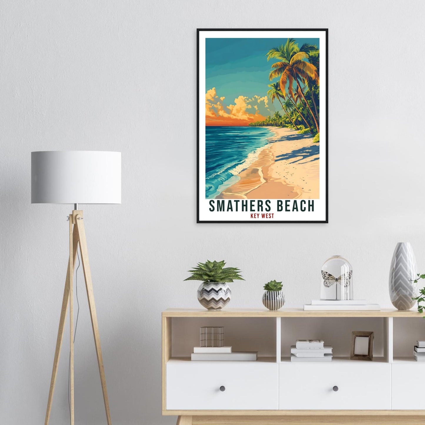 Smathers Beach Travel Print Key West Florida Home Decor Wall Art Gift Wall Hanging Art Lover Key West FL American Artwork Travel Poster Art