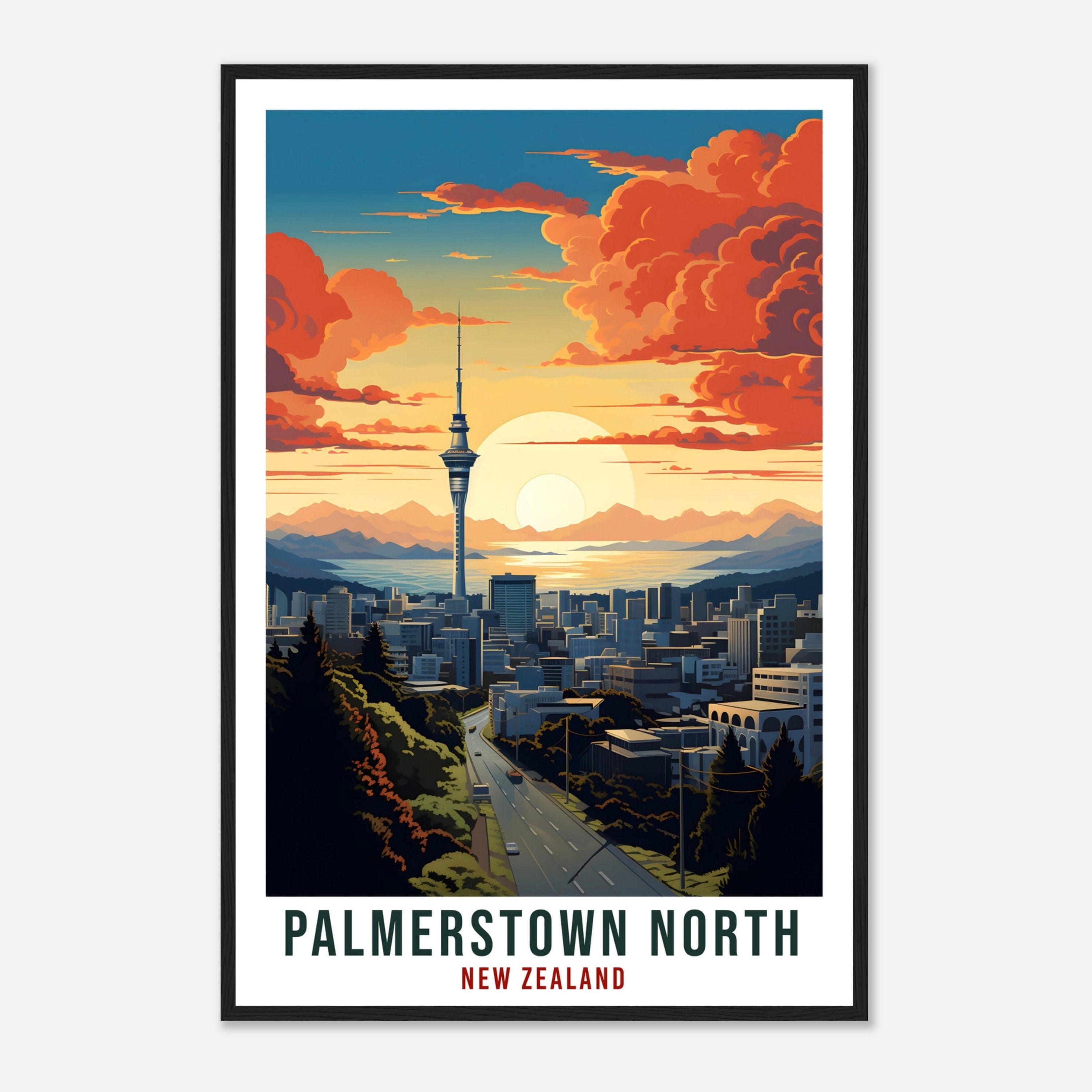Palmerstown North Travel Print Wall Art Palmerstown North New Zealand City Artwork Art Gift Palmerstown North Travel Poster New Zealand
