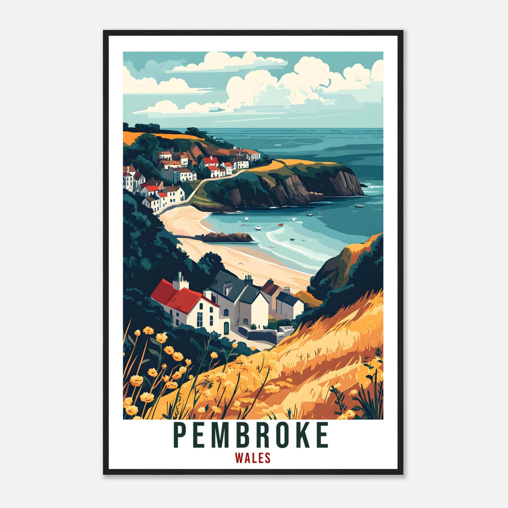 Pembroke Travel Print Wales Home Decor Pembroke Wall Art Wall Hanging Art Lover Wales Artwork Travel Poster Wales Pembroke Travel Art Gift
