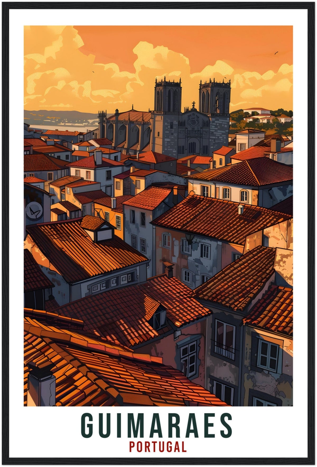 Guimaraes Travel Print Portugal Wall Art Wall Hanging Home Décor Guimaraes Gift Portugal Landmark Artwork Guimaraes Portugal Travel Poster