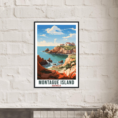 Montague Island Travel Poster Wall Art Montague Island Australia Artwork Wall Hanging Montague Island Travel Print Australian Art Lover Gift