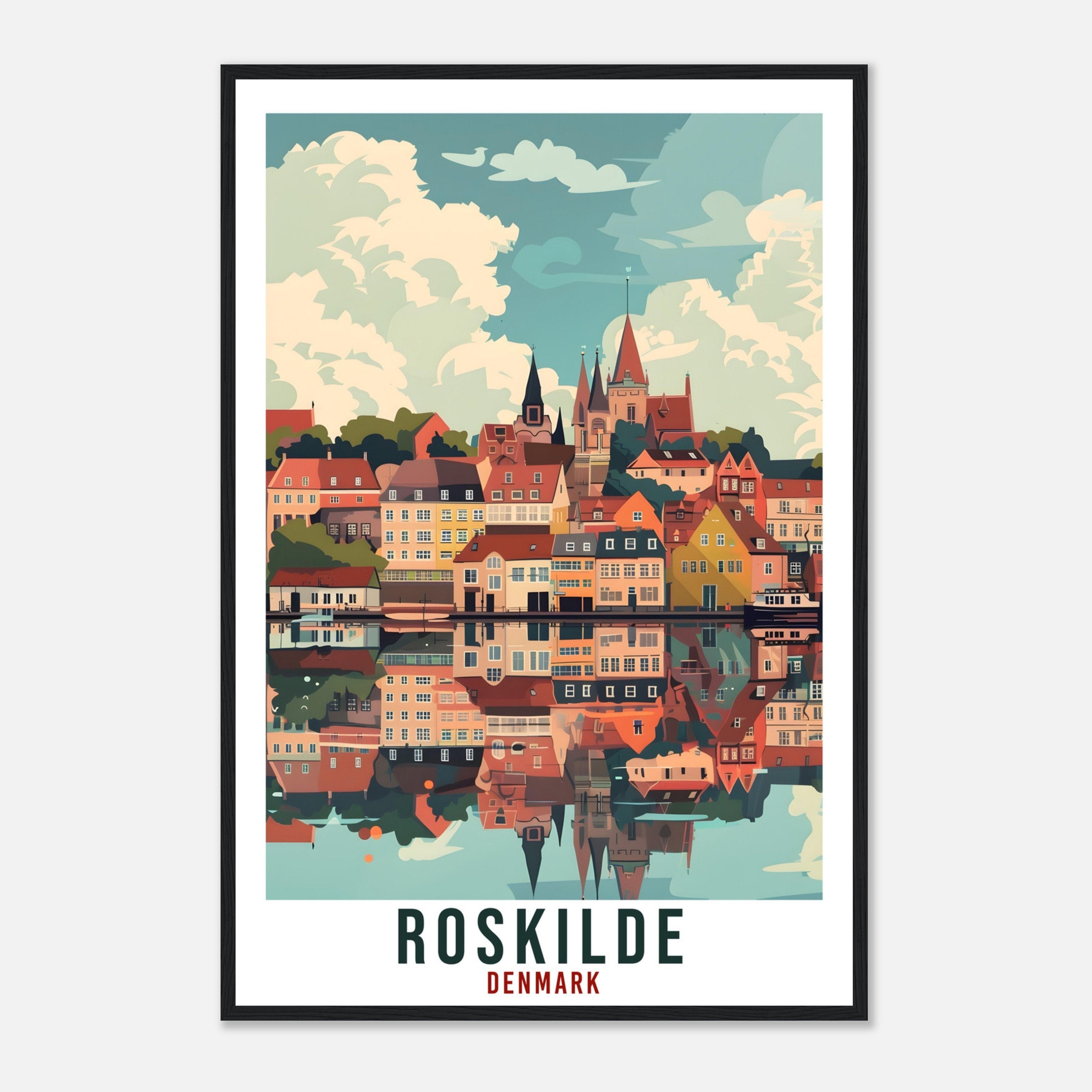 Roskilde Travel Print Denmark Wall Art Wall Hanging Home Living Décor Roskilde Gift Art Lover Gift Denmark Artwork Gift Danish Travel Poster