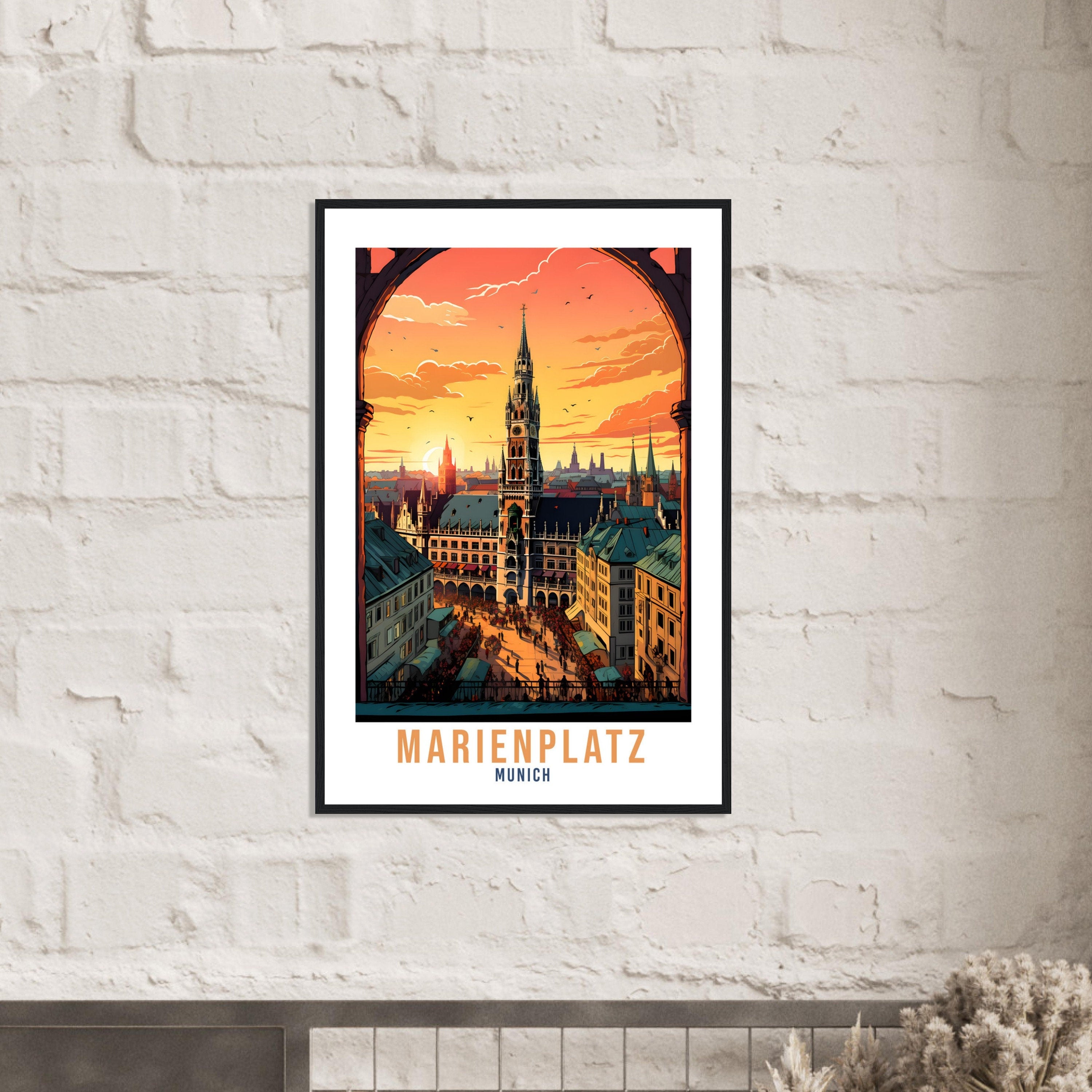 Munich Travel Print Germany Wall Art Marienplatz Travel Poster Munich Home Decor Munich Cityscape Art Gift Marienplatz Munich Wall Art Gift