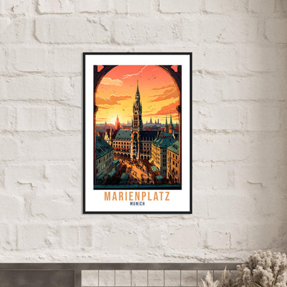 Munich Travel Print Germany Wall Art Marienplatz Travel Poster Munich Home Decor Munich Cityscape Art Gift Marienplatz Munich Wall Art Gift