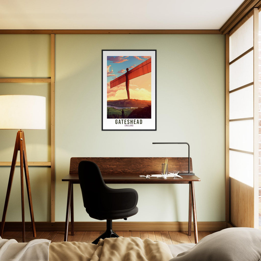 Gateshead Travel Print Gateshead Home Decor Gateshead Angel Northern Wall Hanging Gateshead Artwork Gift Newcastle Travel Poster Artwork
