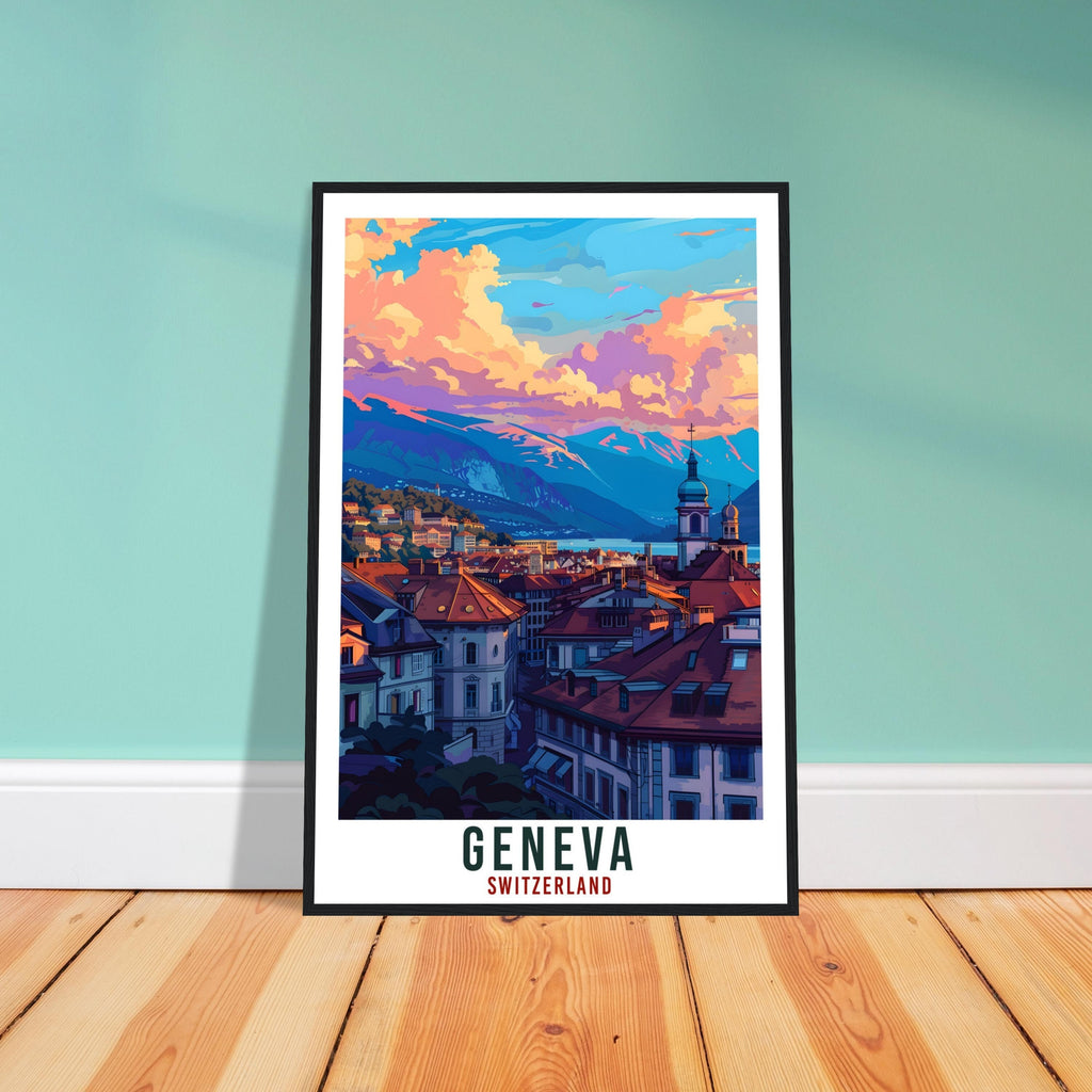 Geneva Travel Print Swiss Wall Art Wall Hanging Home Living Décor Geneva Gift Art Lovers Gift Switzerland Artwork Gift Swiss Travel Poster