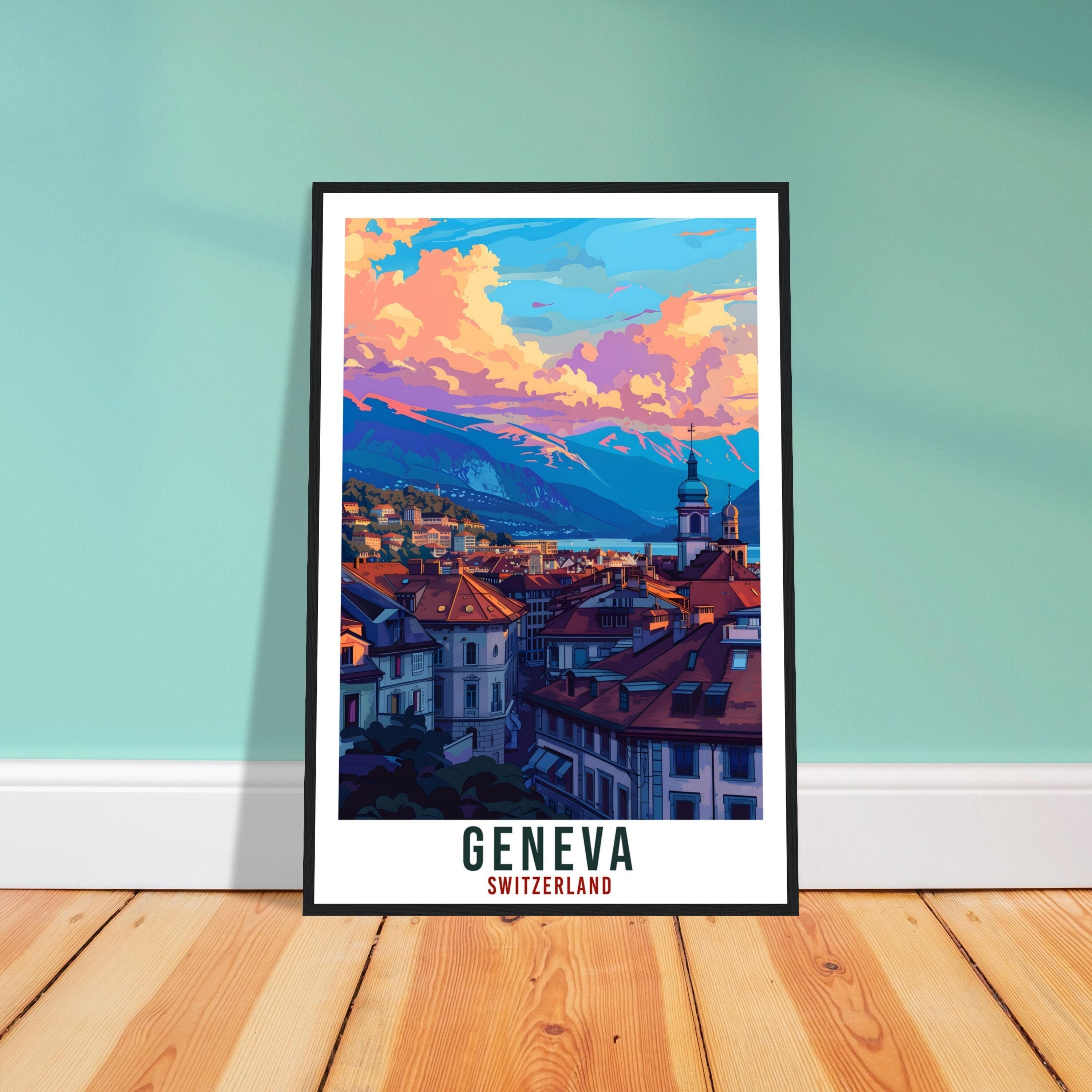 Geneva Travel Print Swiss Wall Art Wall Hanging Home Living Décor Geneva Gift Art Lovers Gift Switzerland Artwork Gift Swiss Travel Poster