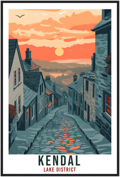 Kendal Travel Print Lake District Home Decor Kendal Wall Art Wall Hanging Art Lover Lake District Artwork Travel Poster Cumbria Travel Art