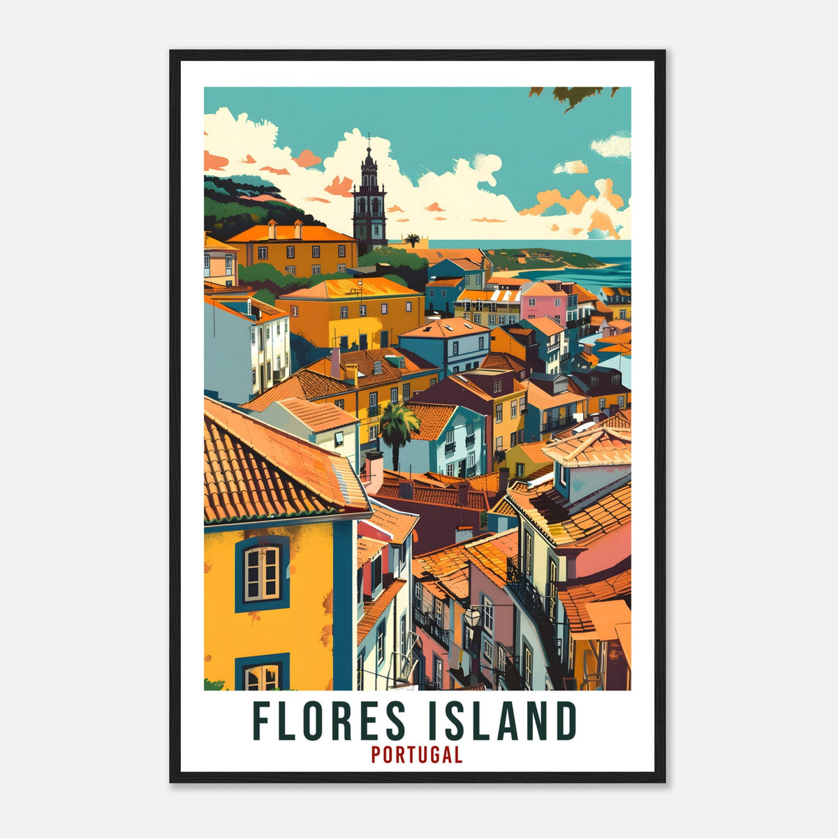 Flores Island Travel Print Portugal Wall Art Wall Hanging Home Décor Flores Island Gift Portugal Artwork Gift Portugal Holiday Travel Poster