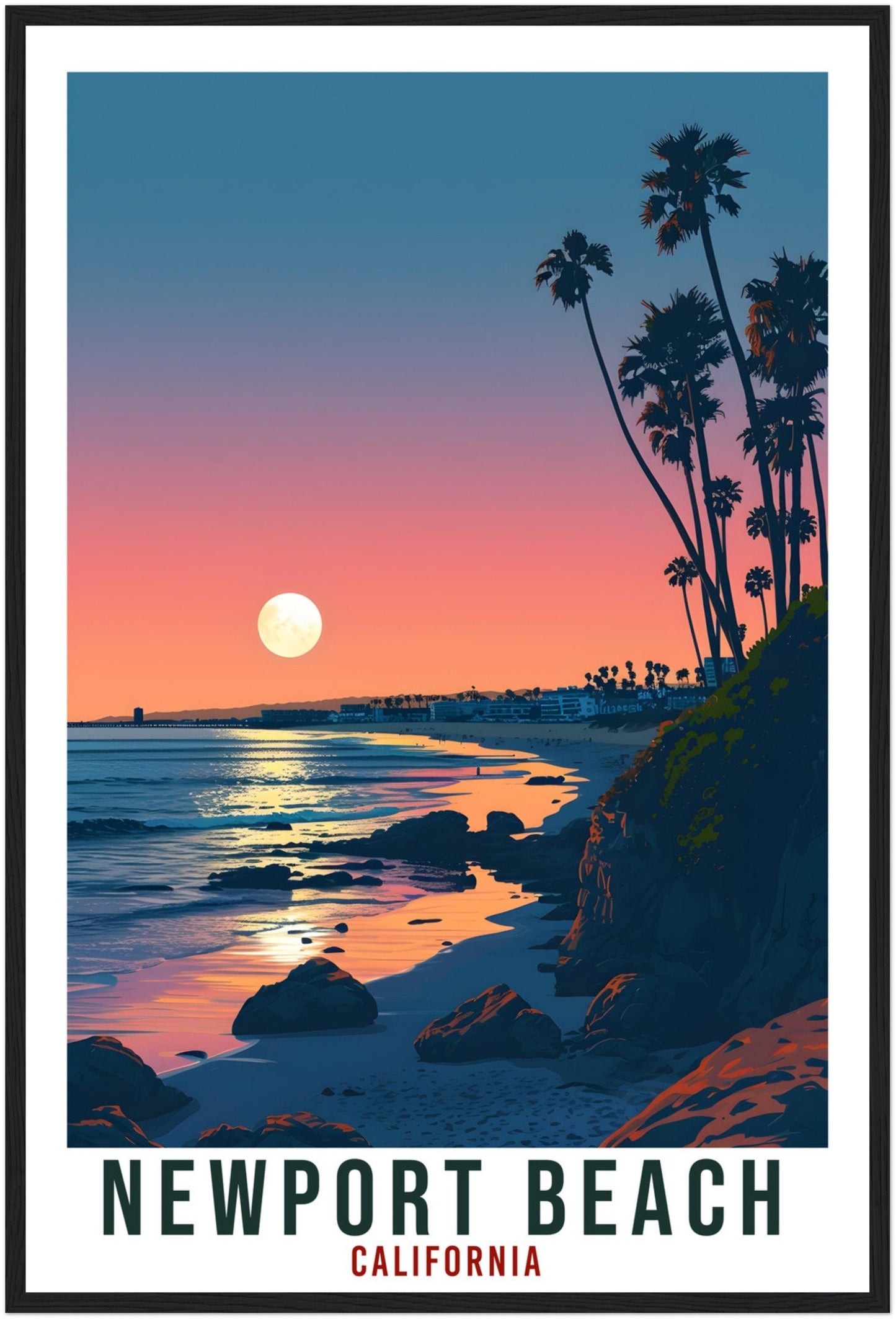 Newport Beach Travel Print California Home Decor US City Wall Art Gift Wall Hanging Art Lover Newport Beach Artwork California Travel Poster