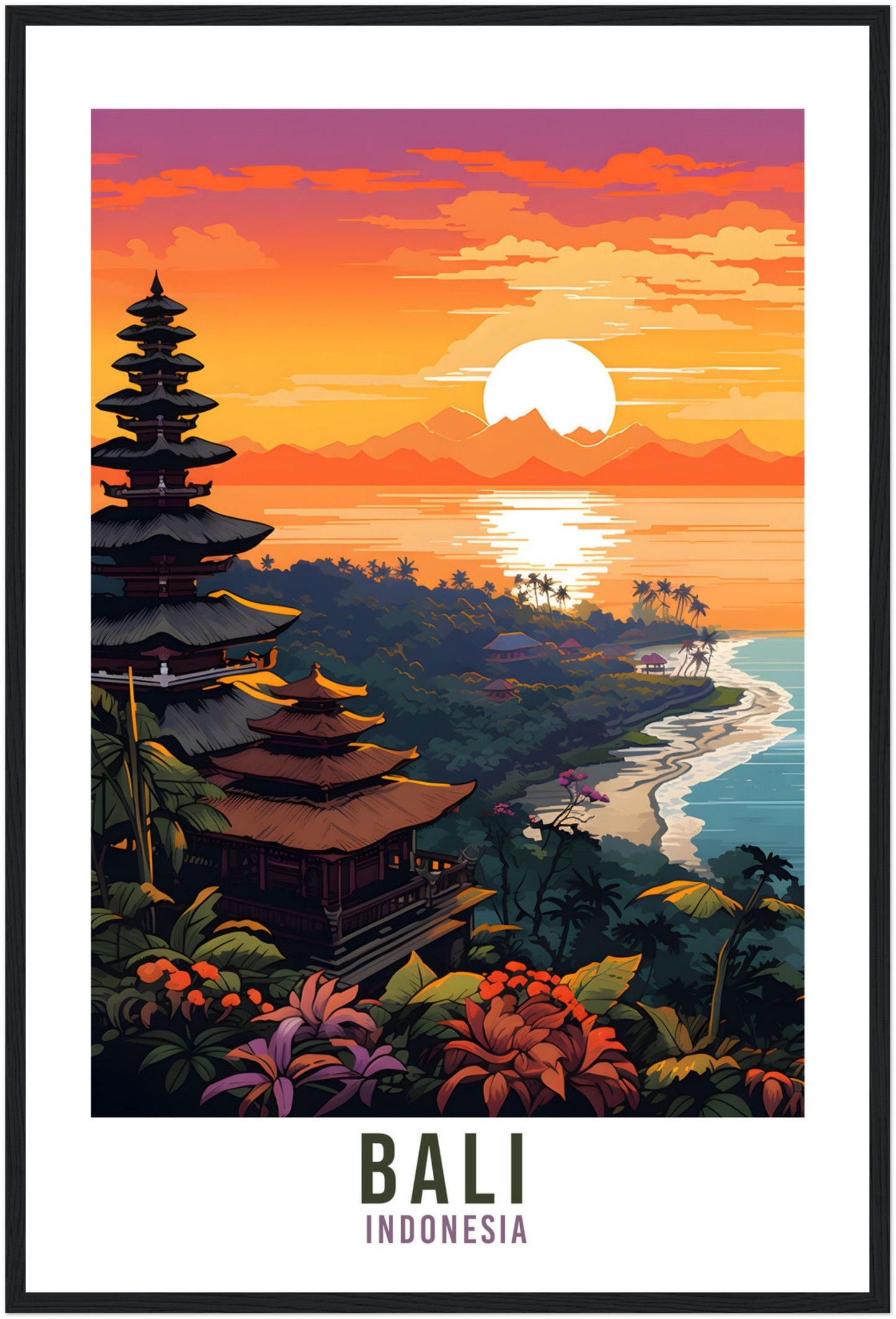 Bali Travel Print Indonesia Wall Art Bali Wall Hanging Home Décor Indonesia Gift Art Lovers Indonesia Art Lover Gift Bali Holiday Print