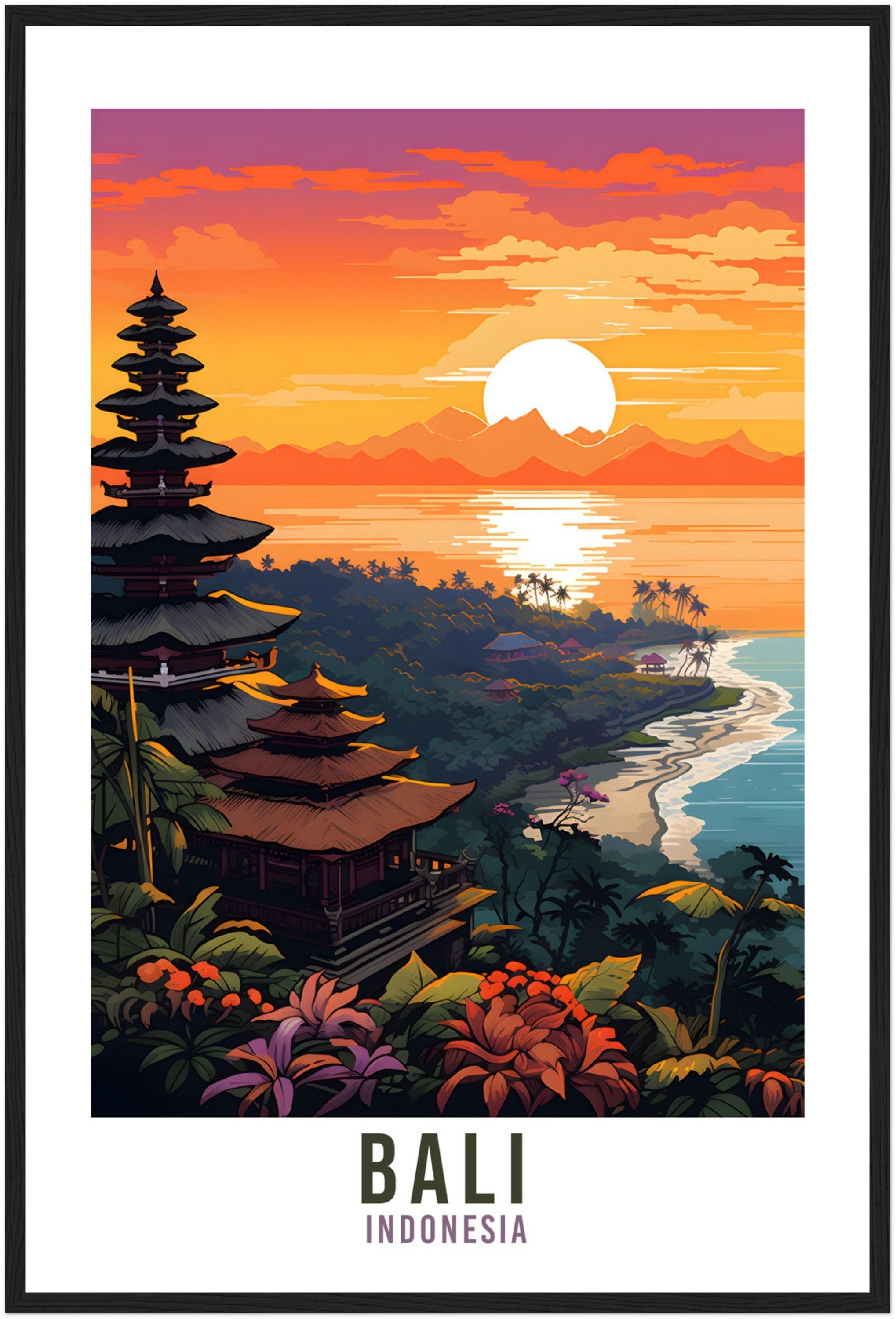 Bali Travel Print Indonesia Wall Art Bali Wall Hanging Home Décor Indonesia Gift Art Lovers Indonesia Art Lover Gift Bali Holiday Print