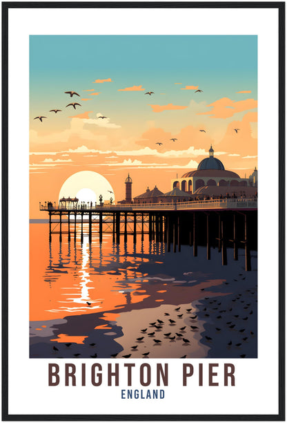 Brighton Pier Travel Print Brighton Seaside Home Decor Coastal England Wall Hanging Brighton Pier Artwork Gift Brighton Pier Travel Poster