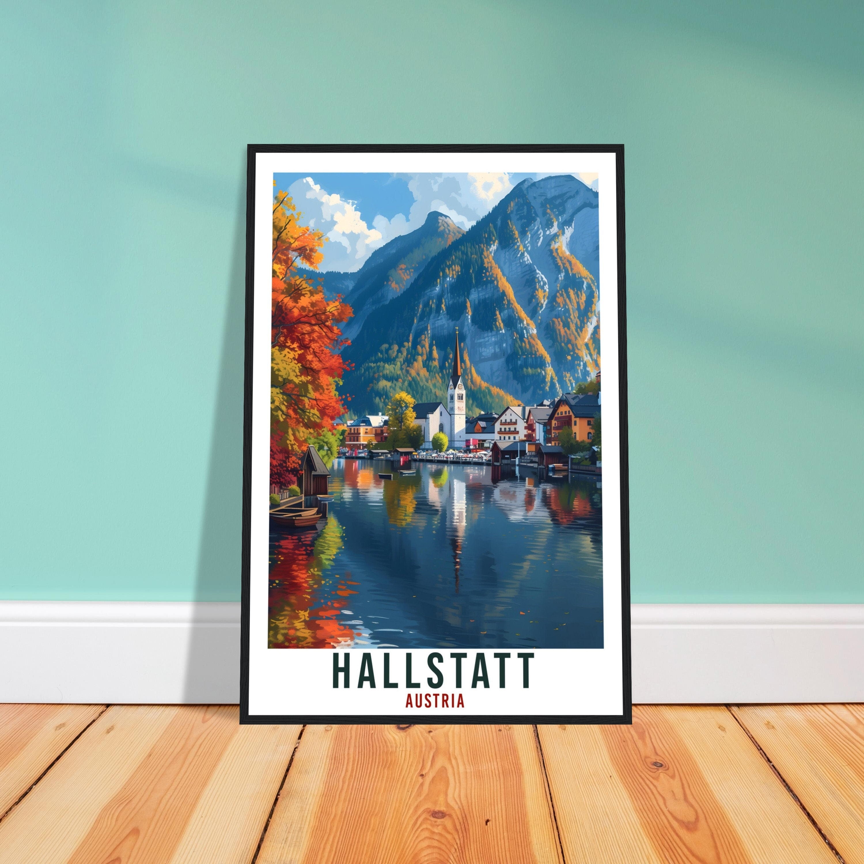 Hallstatt Travel Print Austria Decor Hallstatt Austrian City Wall Art Gift Wall Hanging Art Lover Austria Artwork Hallstatt Travel Poster