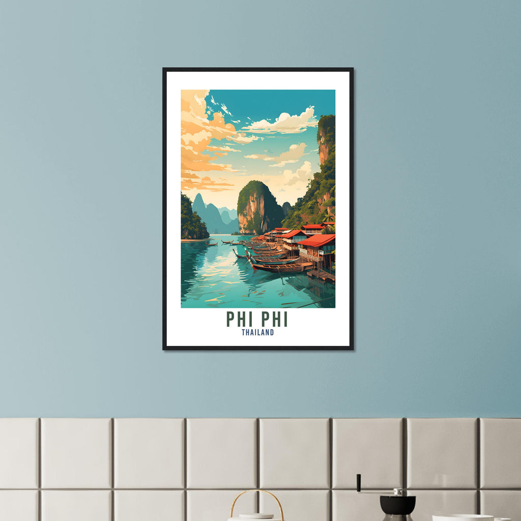 Phi Phi Islands Travel Print Wall Art Phi Phi Wall Hanging Thailand Gift Holiday Print Phi Phi Travel Poster Art Print Thai Islands Print