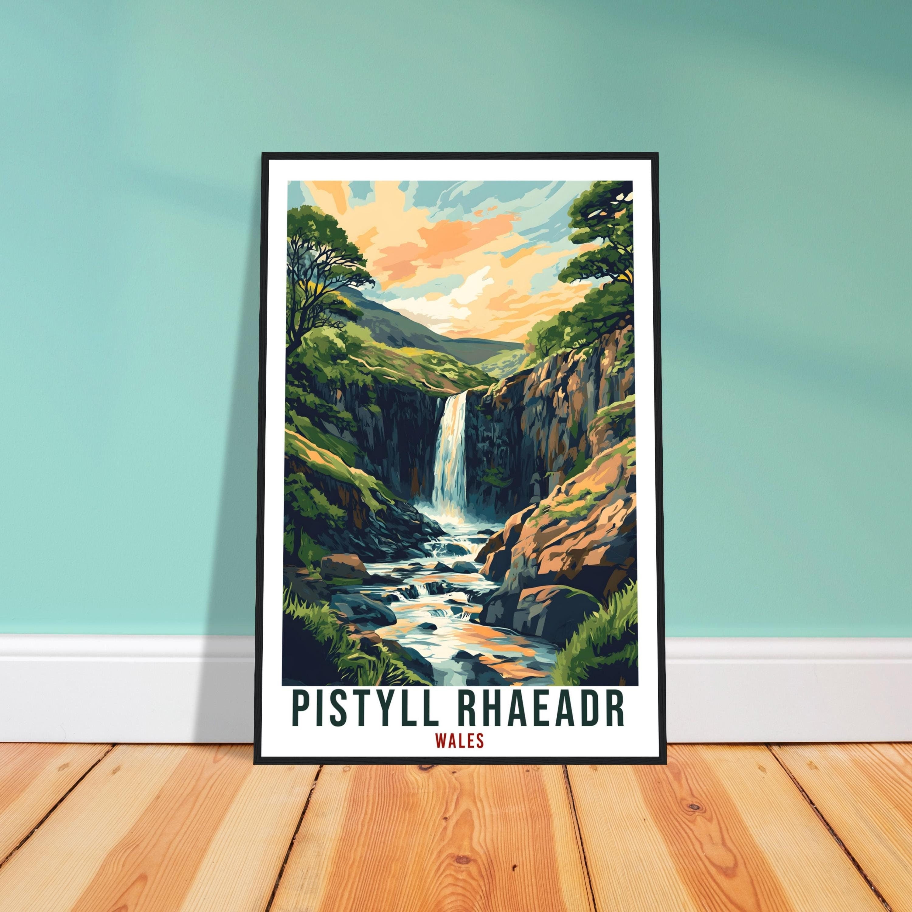 Pistyll Rhaeadr Travel Print Wales Home Decor Pistyll Rhaeadr Wall Art Wall Hanging Art Lover Wales Artwork Travel Poster Pistyll Rhaeadr