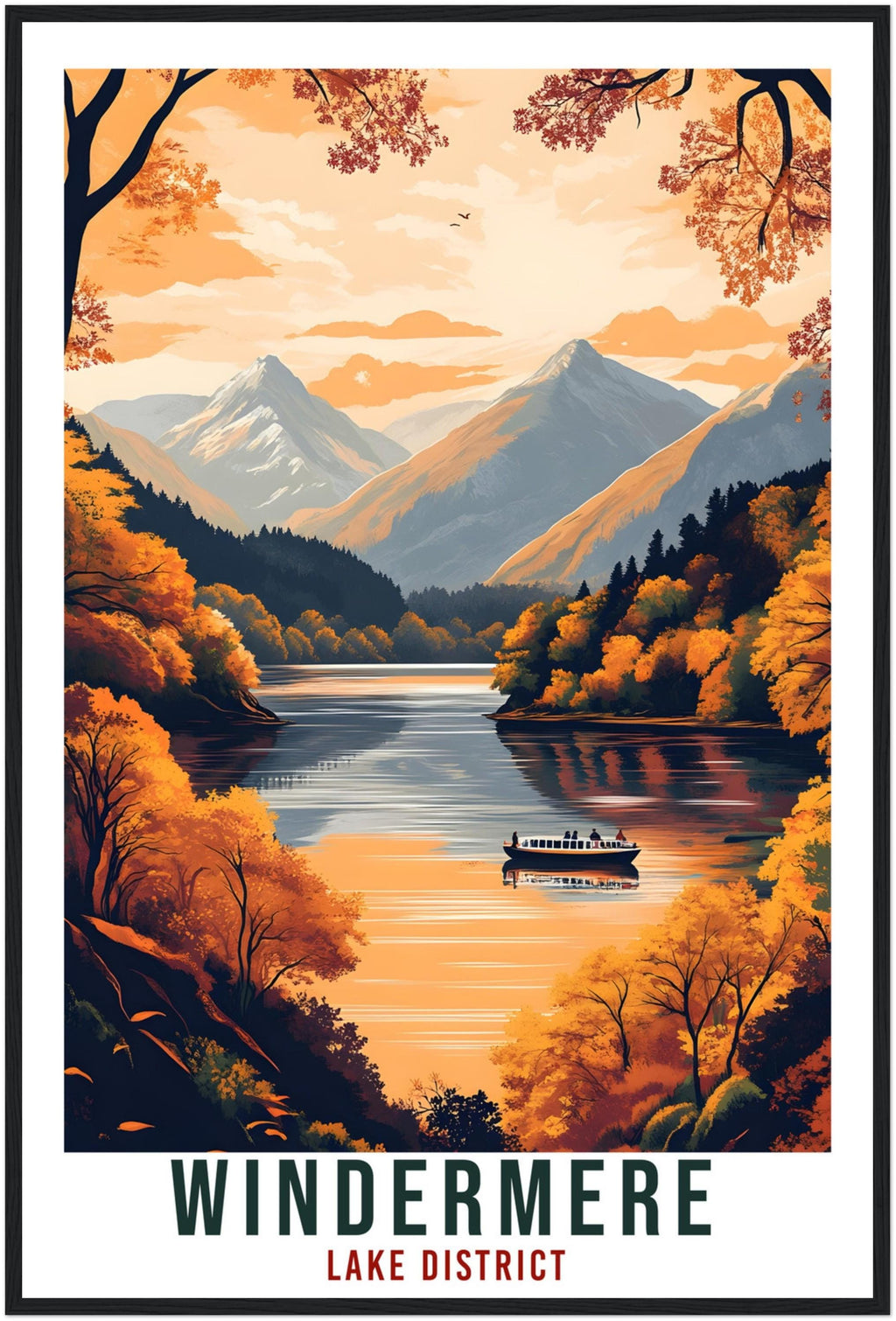 Windermere Travel Print Lake District Decor Windermere Wall Art Wall Hanging Art Lover Lake District Artwork Travel Poster Cumbria Travel