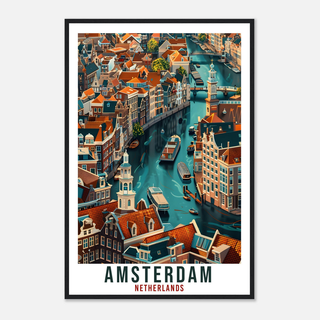 Amsterdam Canals Travel Print Holland Wall Art Wall Hanging Home Décor Amsterdam Gift Gift Dutch Artwork Gift The Netherlands Travel Poster