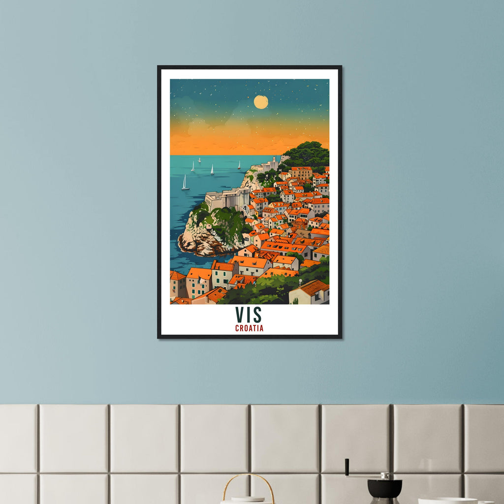 Vis Island Travel Print Croatia Wall Art Wall Hanging Home Décor Vis Gift Croatian Landmark Artwork Gift Vis Croatia Holiday Travel Poster
