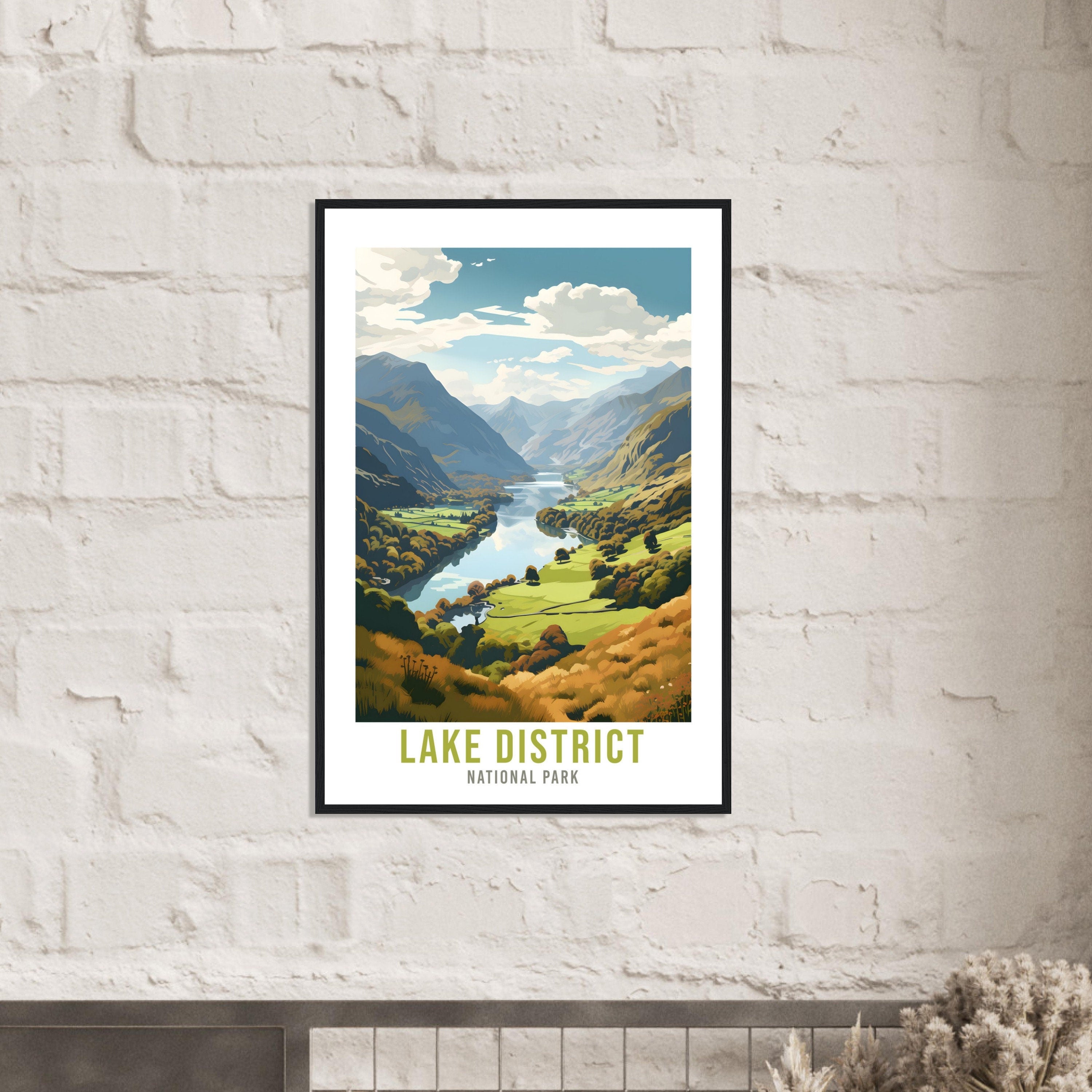The Lake District Travel Print Lake District Home Decor Mountain Landscape England Nature Wall Hanging Lakes Artwork Gift Travel Poster