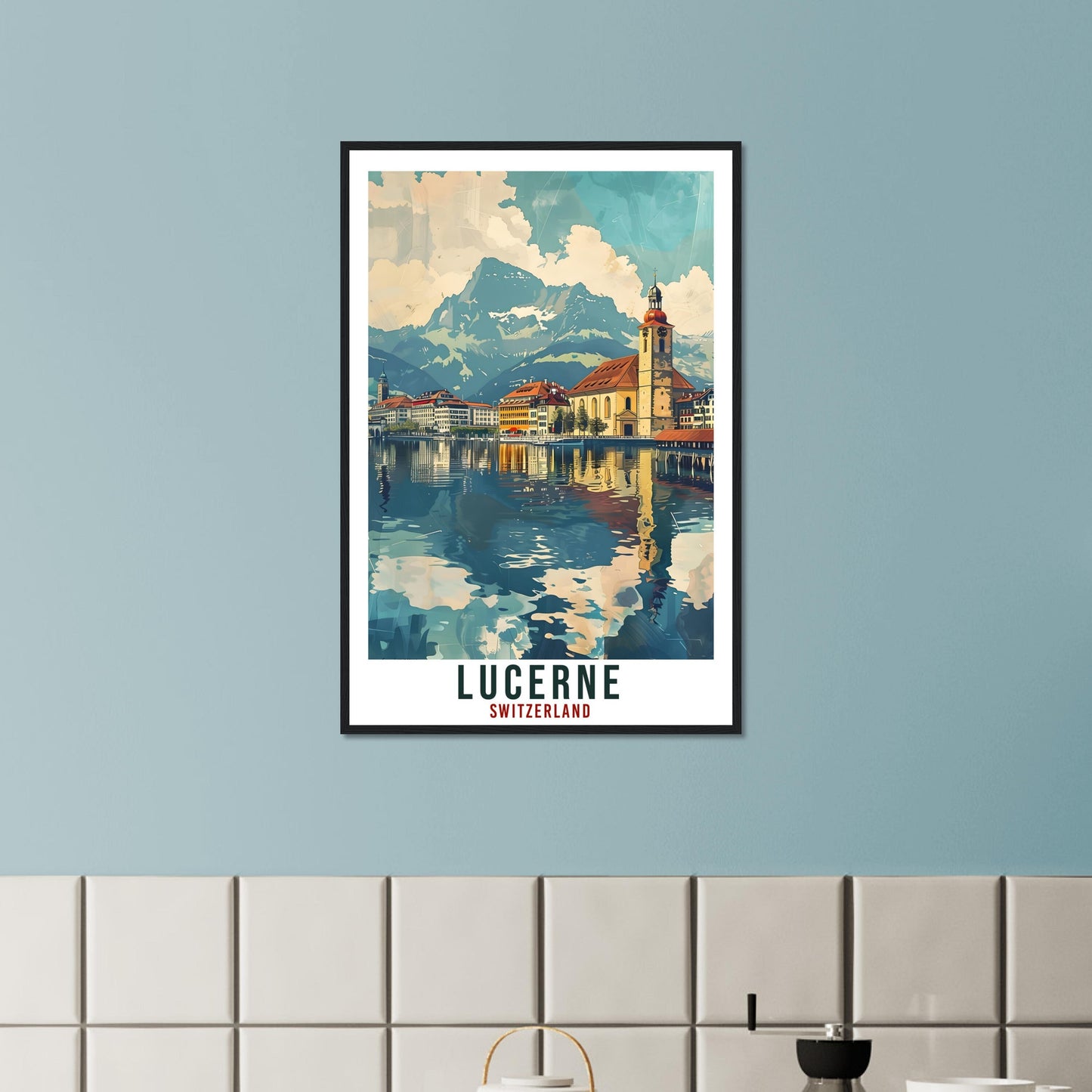 Lucerne Travel Print Swiss Wall Art Wall Hanging Home Living Décor Lucerne Gift Art Lovers Gift Switzerland Artwork Gift Swiss Travel Poster